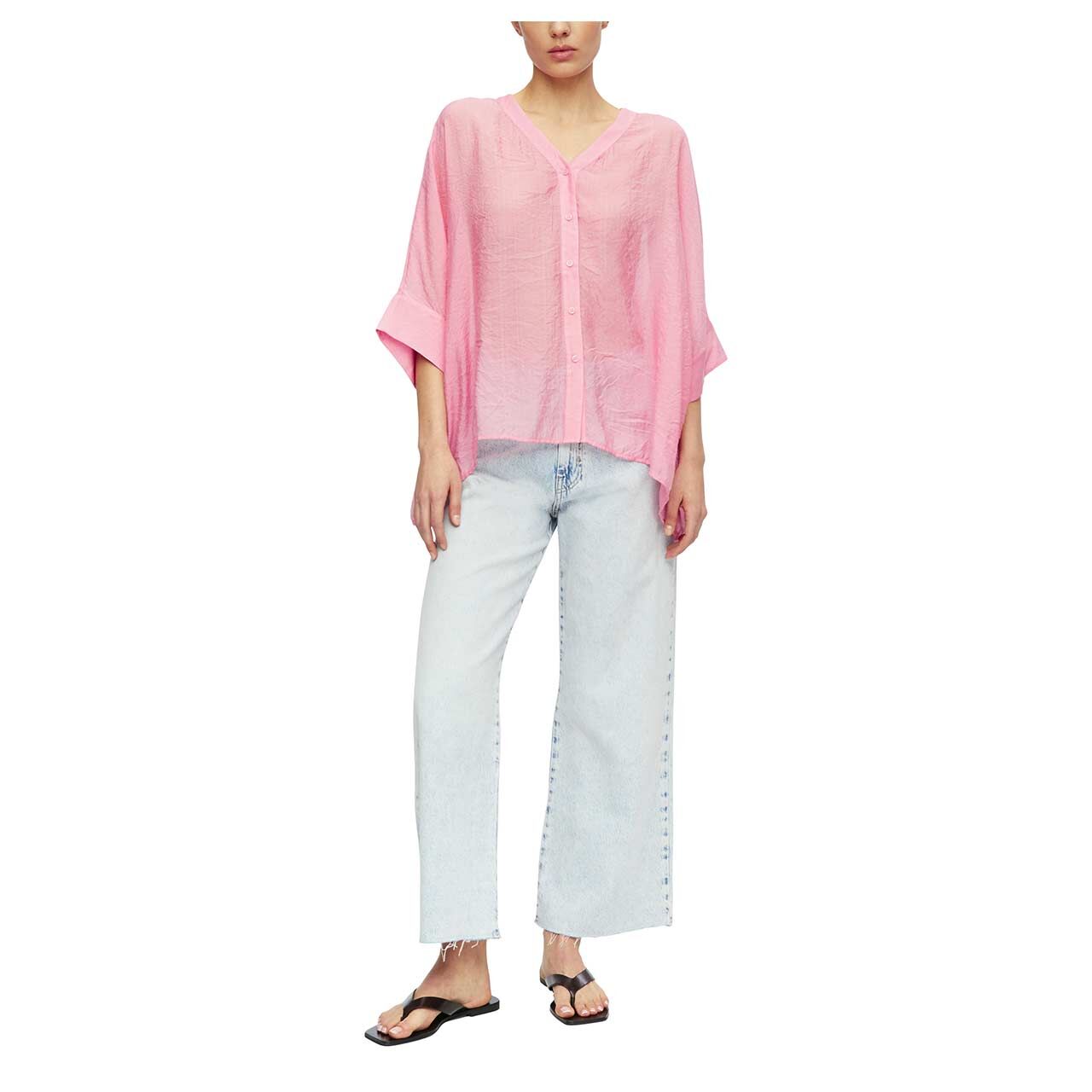 Damen Kurzarm Bluse von Comma in Rosa, Ganzkörperansicht