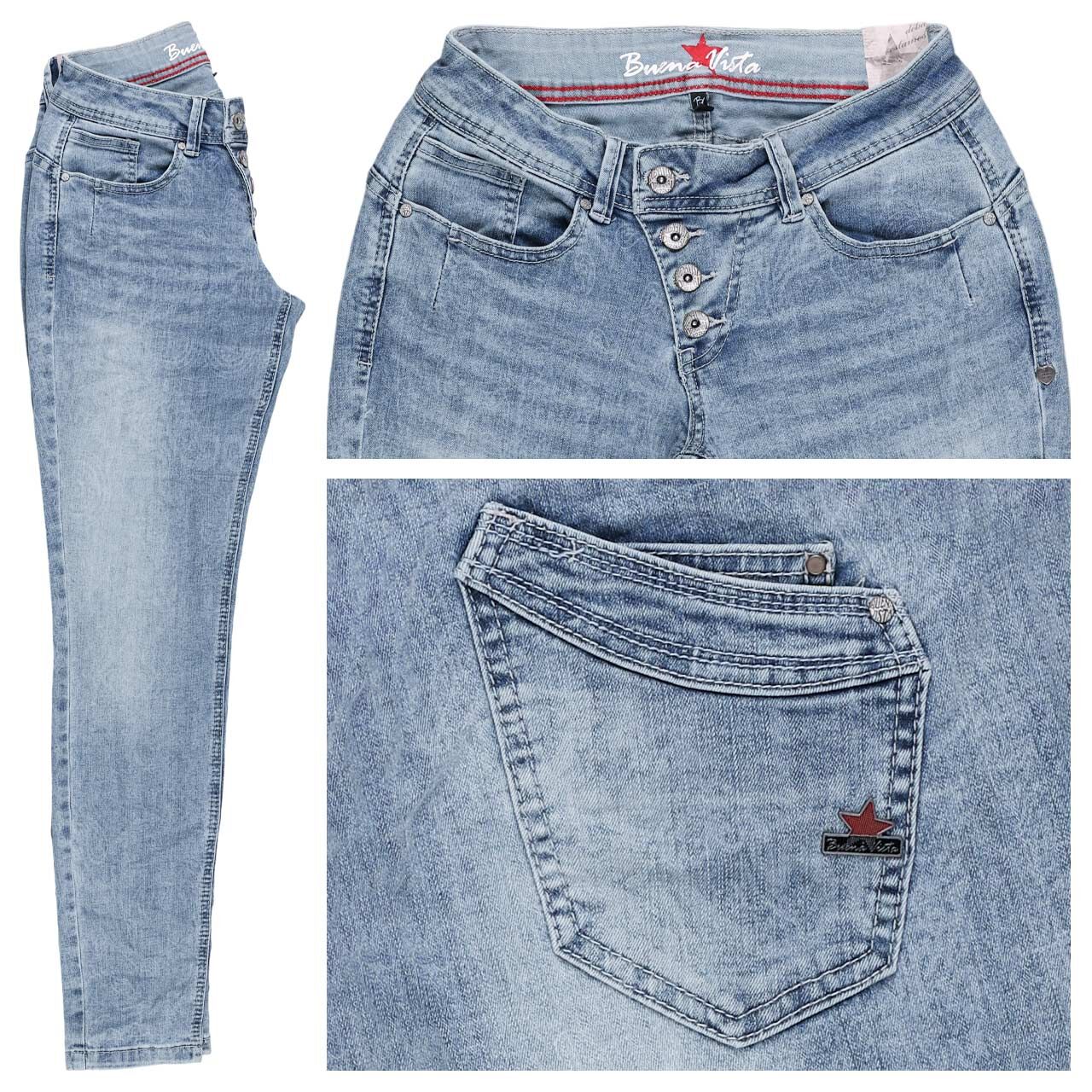 Buena Vista Malibu Cropped Stretch Denim Ankle Jeans faded blue paisley
