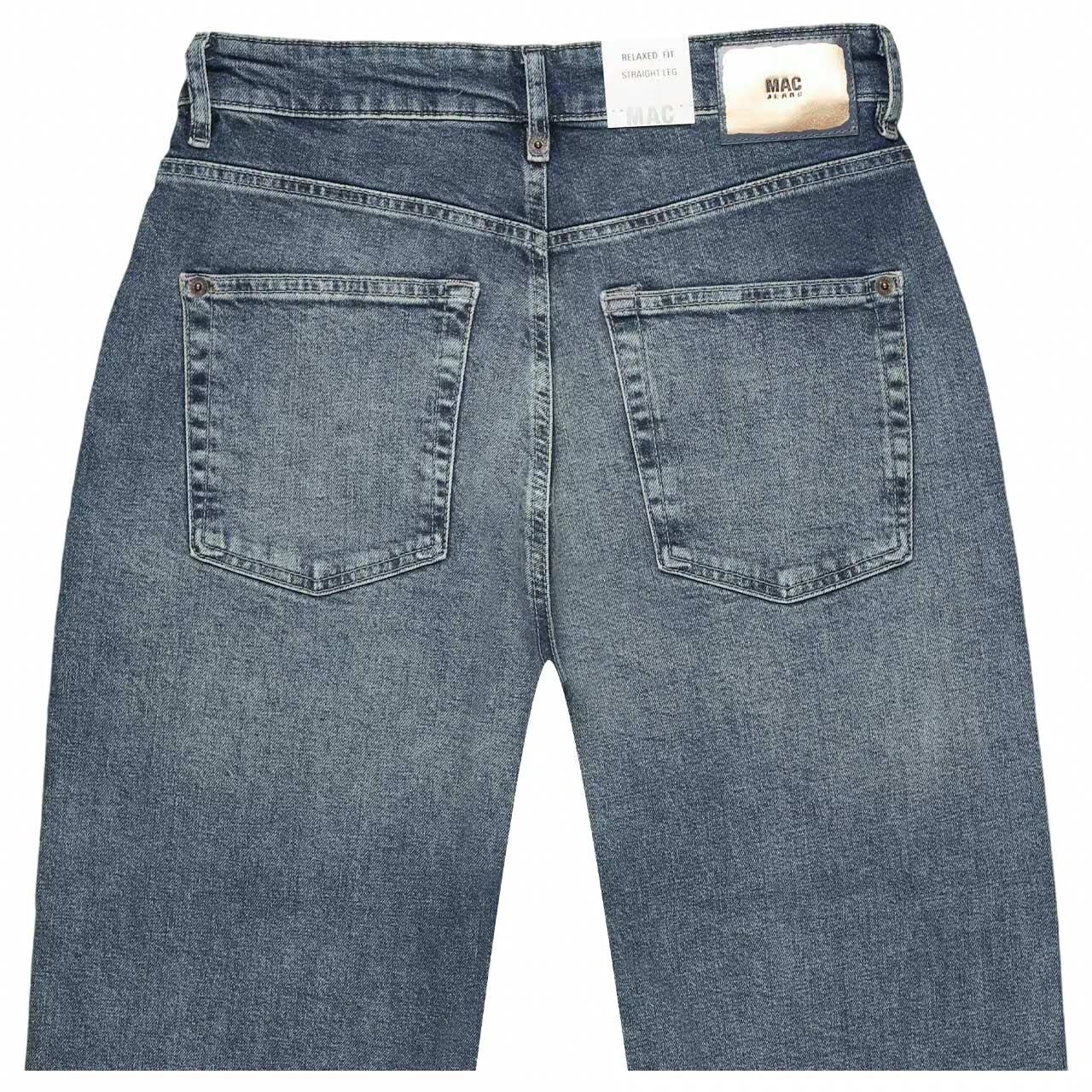 Damen Ankle Jeans Baggy von MAC in Blau verwaschen, detaillierte Rückansicht