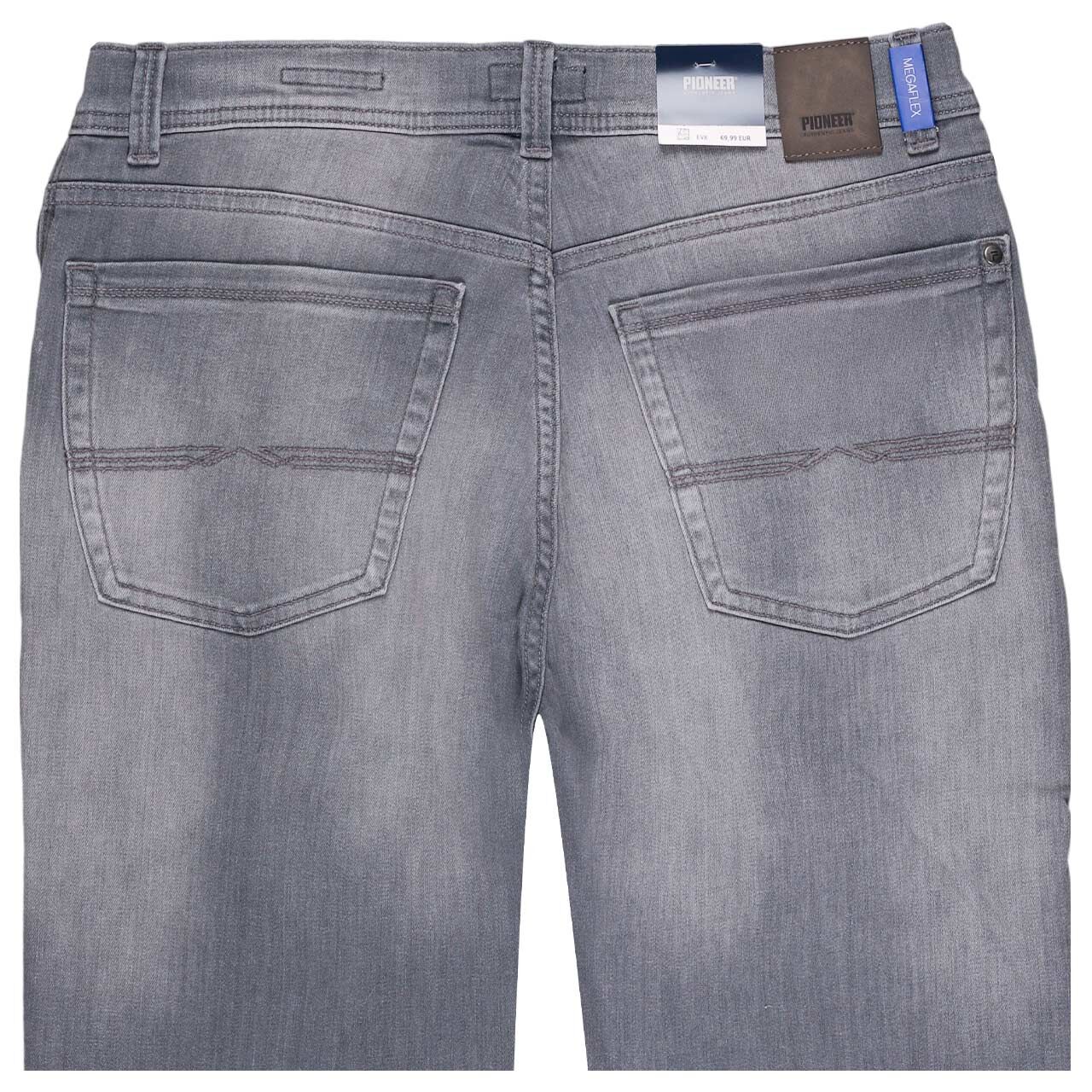 Stretch Herrenjeans Rando Megaflex in Hellgrau angewaschen, detaillierte Rückansicht