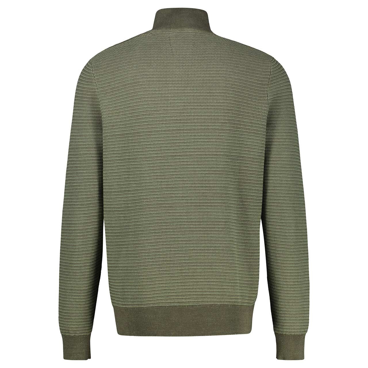 Herren Pullover Troyer von Lerros in Dunkelgrün meliert, Rückansicht