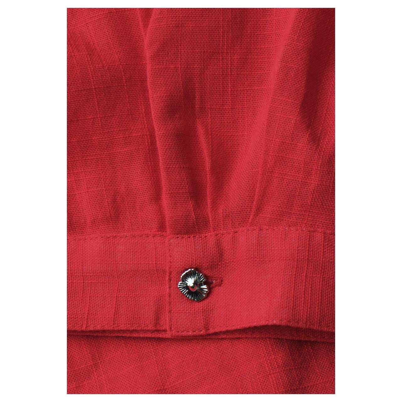 Damen Kurzarm Bluse Shirtcollar von Street One in Rot, Detailansicht Ärmel