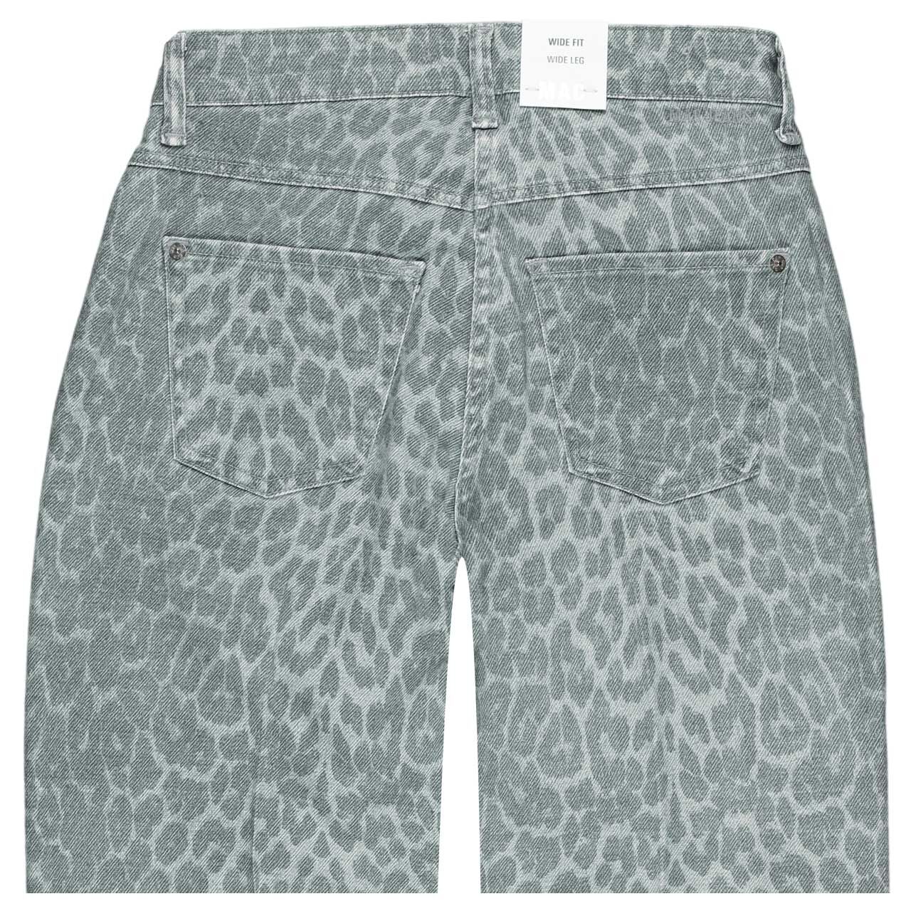 Stretch Damenjeans Wide von MAC in Grau mit Print, detaillierte Rückansicht