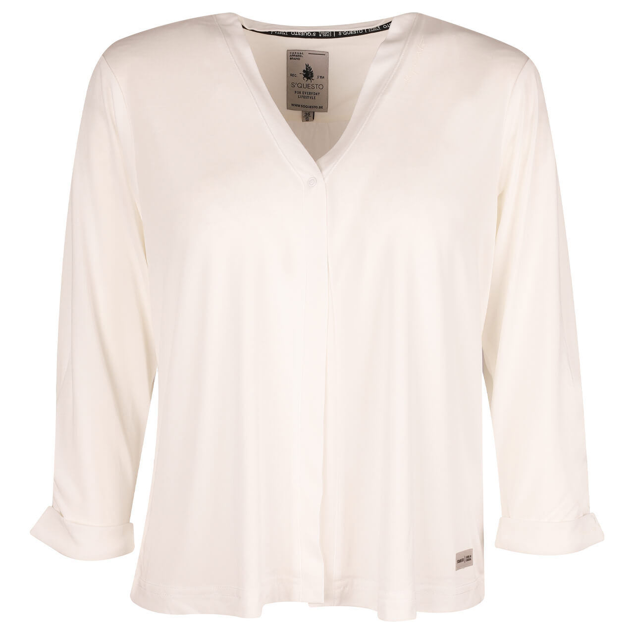 Soquesto Damen 3/4 Arm Shirtjacke creme white