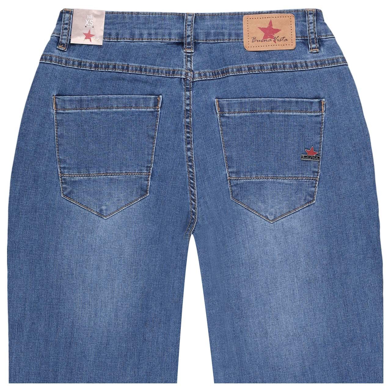 Damenjeans Anna C 7/8 Straight Stretch Denim von Buena Vista in Blau angewaschen, detaillierte Rückansicht