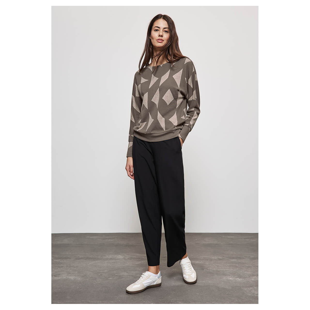 Street One Damen Pullover Cosy Jacquard rich mocha melange