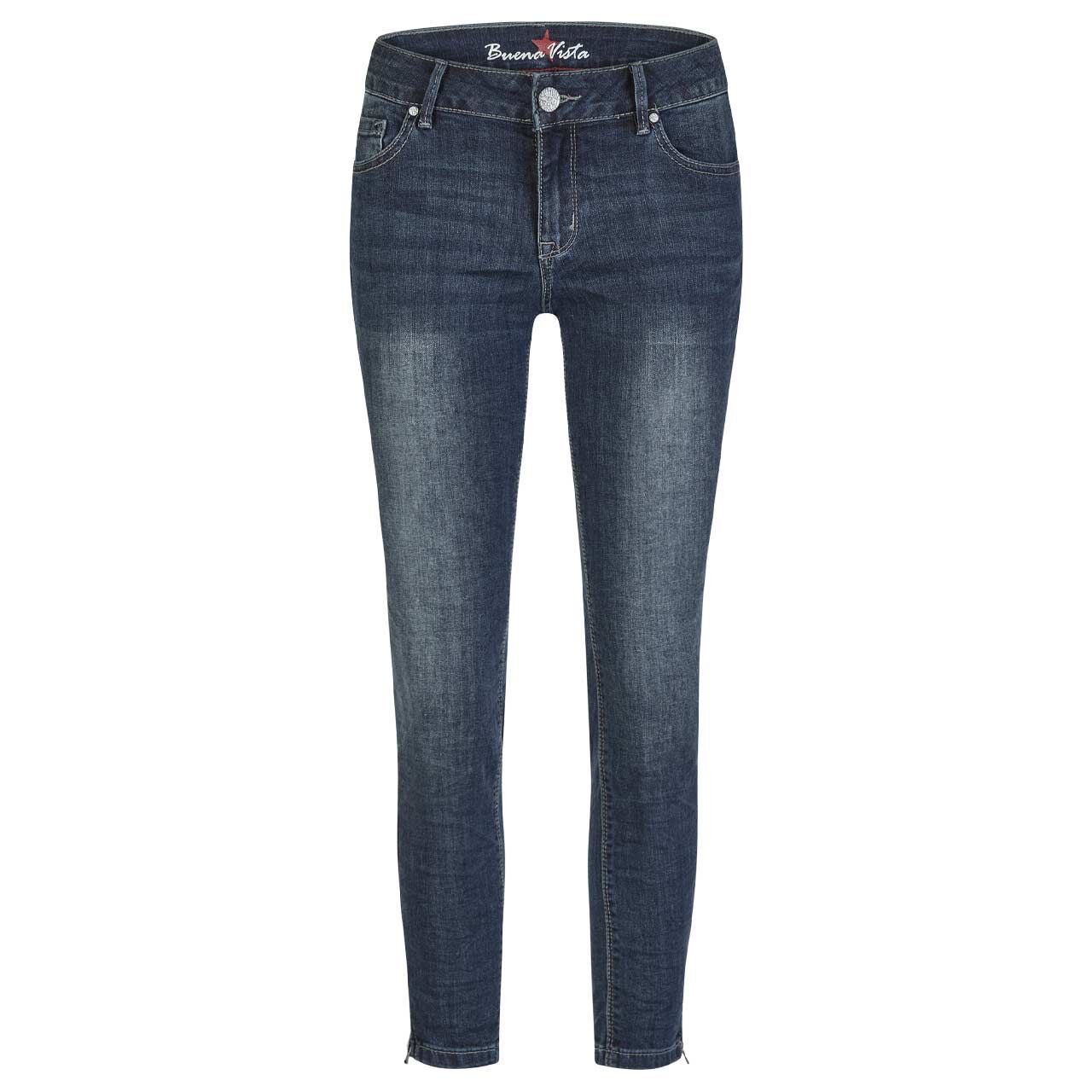 Damenjeans Italy V 7/8 Stretch Denim von Buena Vista in Dunkelblau angewaschen, Vorderansicht