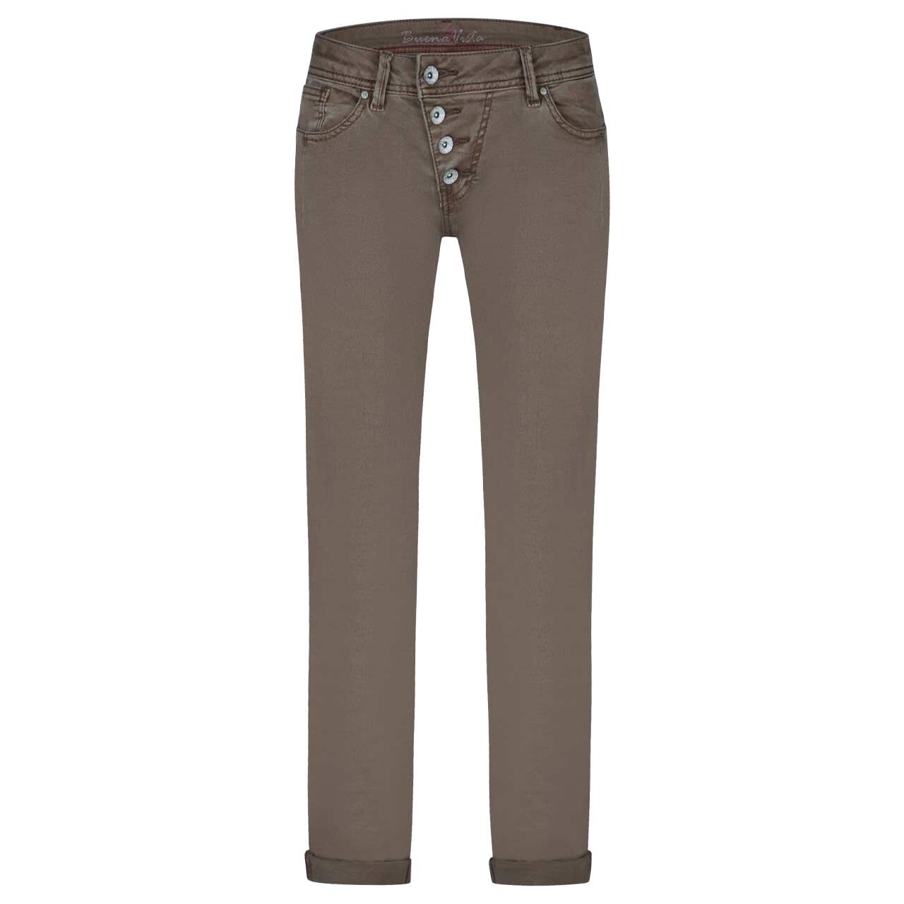 Damen Baumwollhose Malibu Stretch Twill von Buena Vista in Braun, Vorderansicht