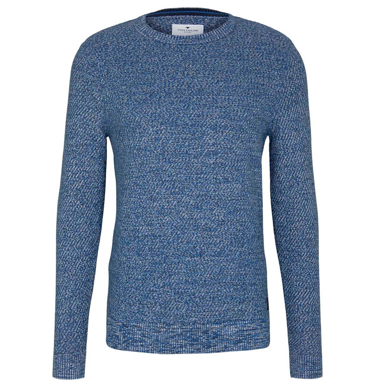 Tom Tailor Structured Basic Sweater Pullover für Herren in Dunkelblau meliert, FarbNr.: 25837