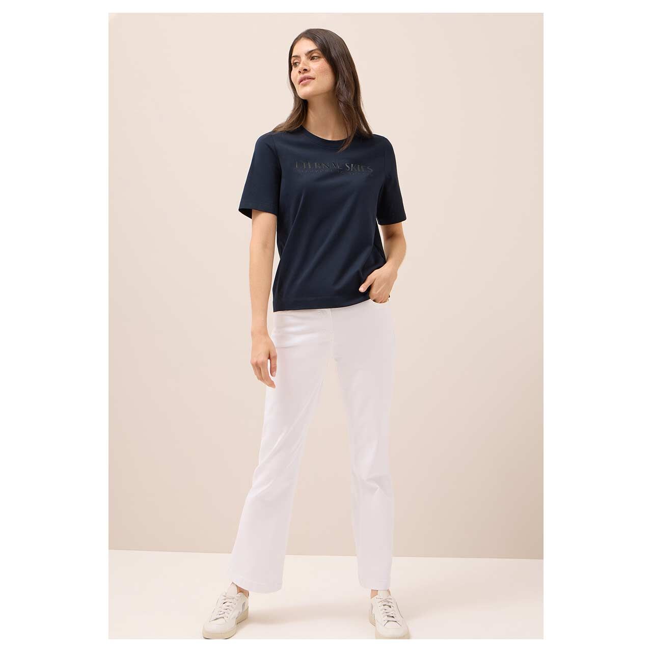 Damen T-Shirt Eternal Skies von Cecil in Dunkelblau, Ganzkörperansicht