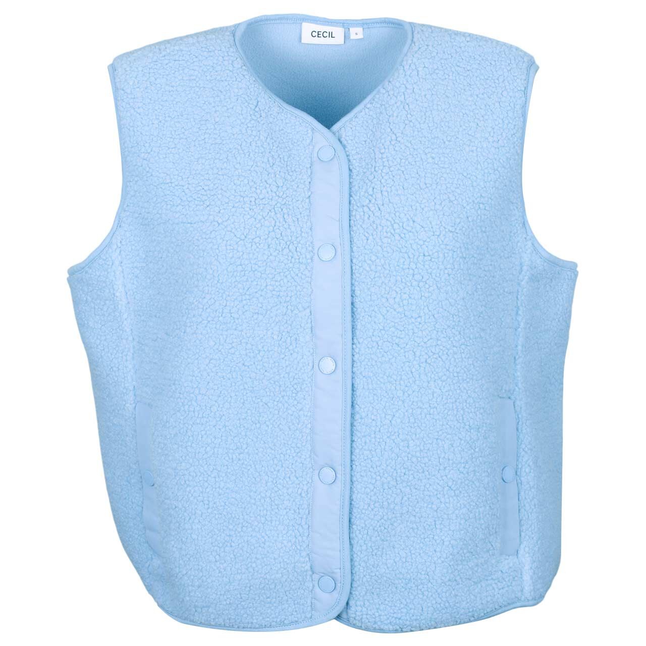Cecil Damen Teddy Weste Solid Matmix Vest easy blue