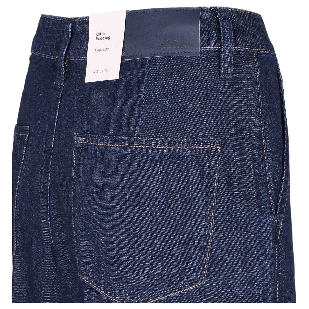 Damenjeans Extra Wide Leg von s.Oliver in Dunkelblau, detaillierte Rückansicht