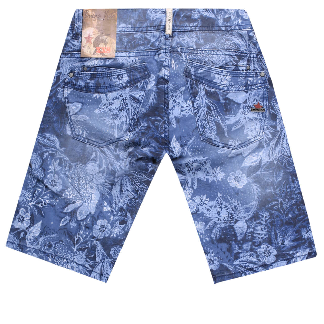 Buena Vista Malibu-Short Stretch Twill Baumwollhose für Damen in Blau mit Print, FarbNr.: 7445