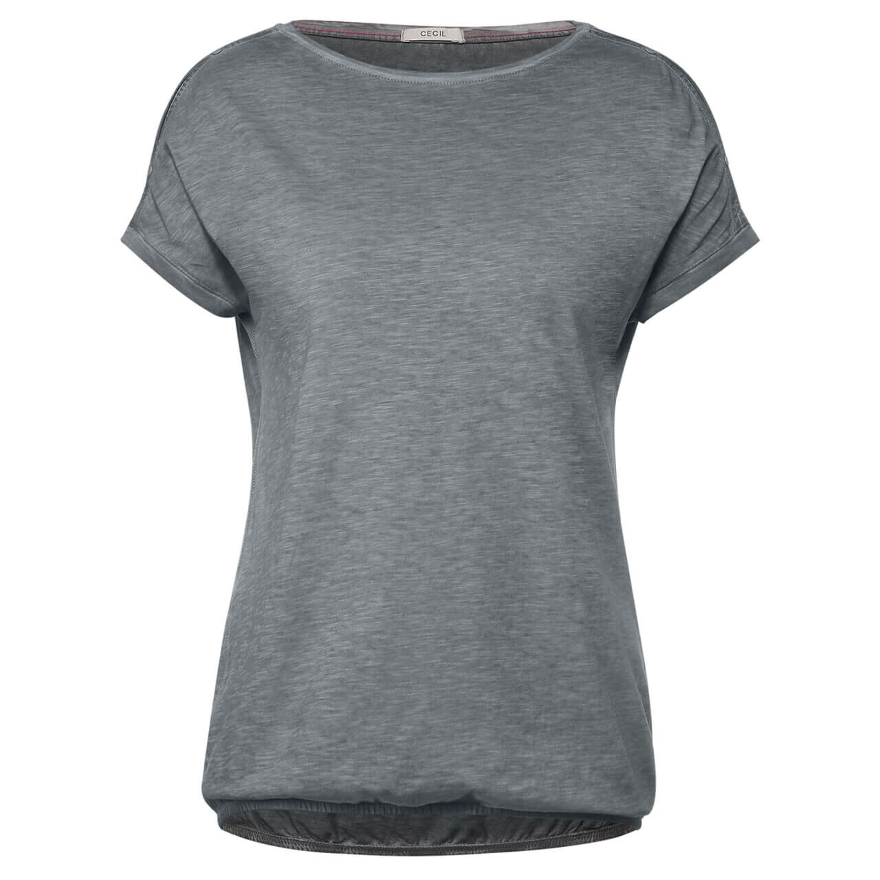Cecil Button Shape T-Shirt für Damen in Hellgrau meliert, FarbNr.: 12538