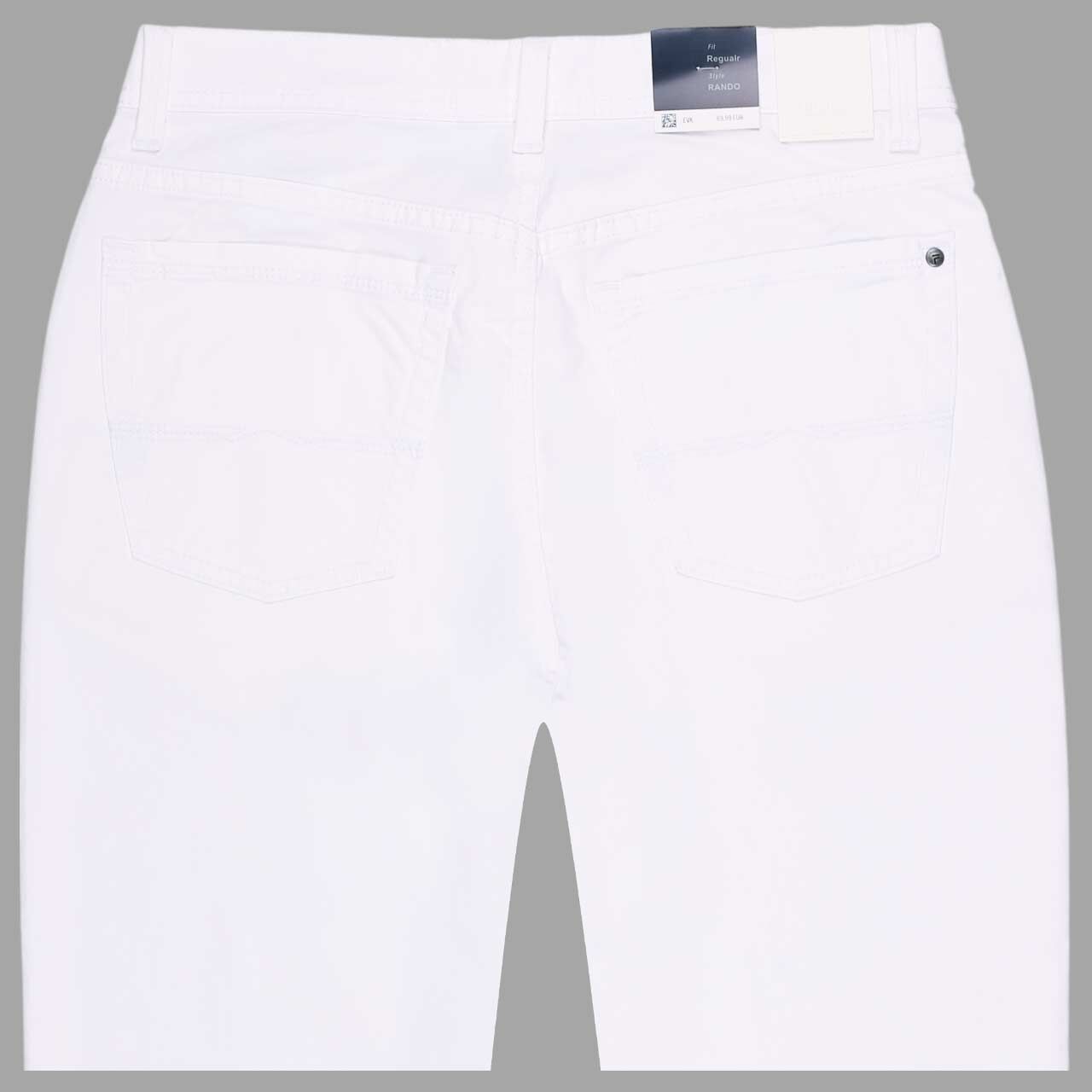 Stretch Herren Baumwollhose Rando in Weiß von Pioneer, detaillierte Rückansicht