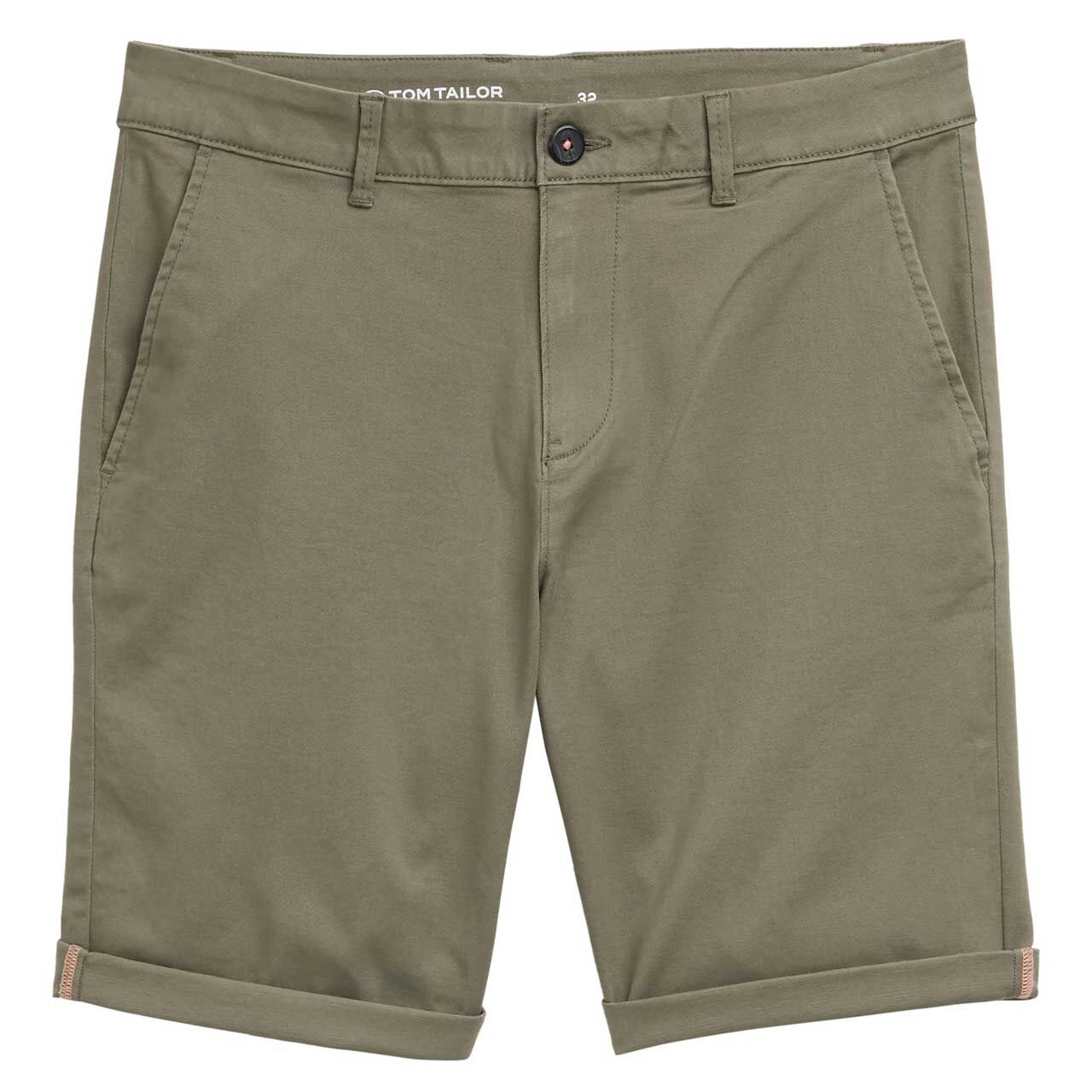 Herren Chino Baumwoll Bermuda von Tom Tailor in Olivgrün, Vorderansicht