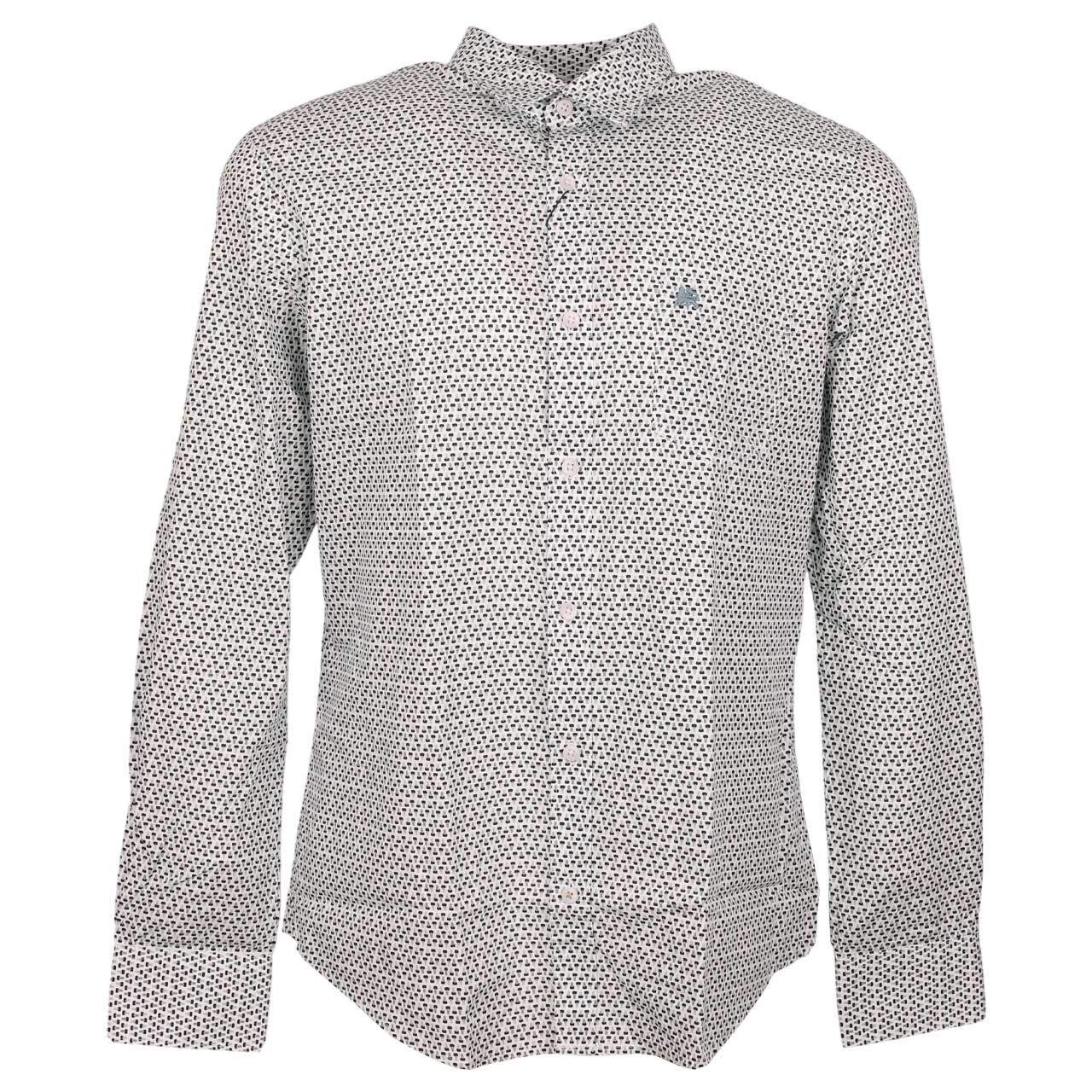 Lerros Herren Langarm Hemd broken white green print