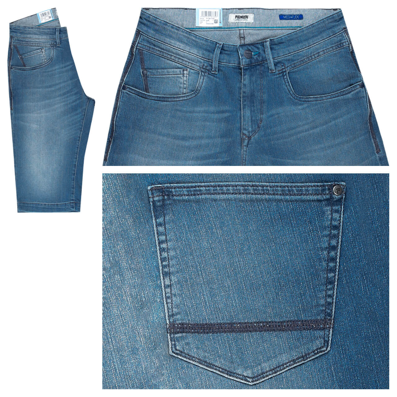 pioneer-jeans-liam-shorts-hellblau-6846 Pioneer Jeans Liam Bermuda für Herren in Hellblau verwaschen, FarbNr.: 6846