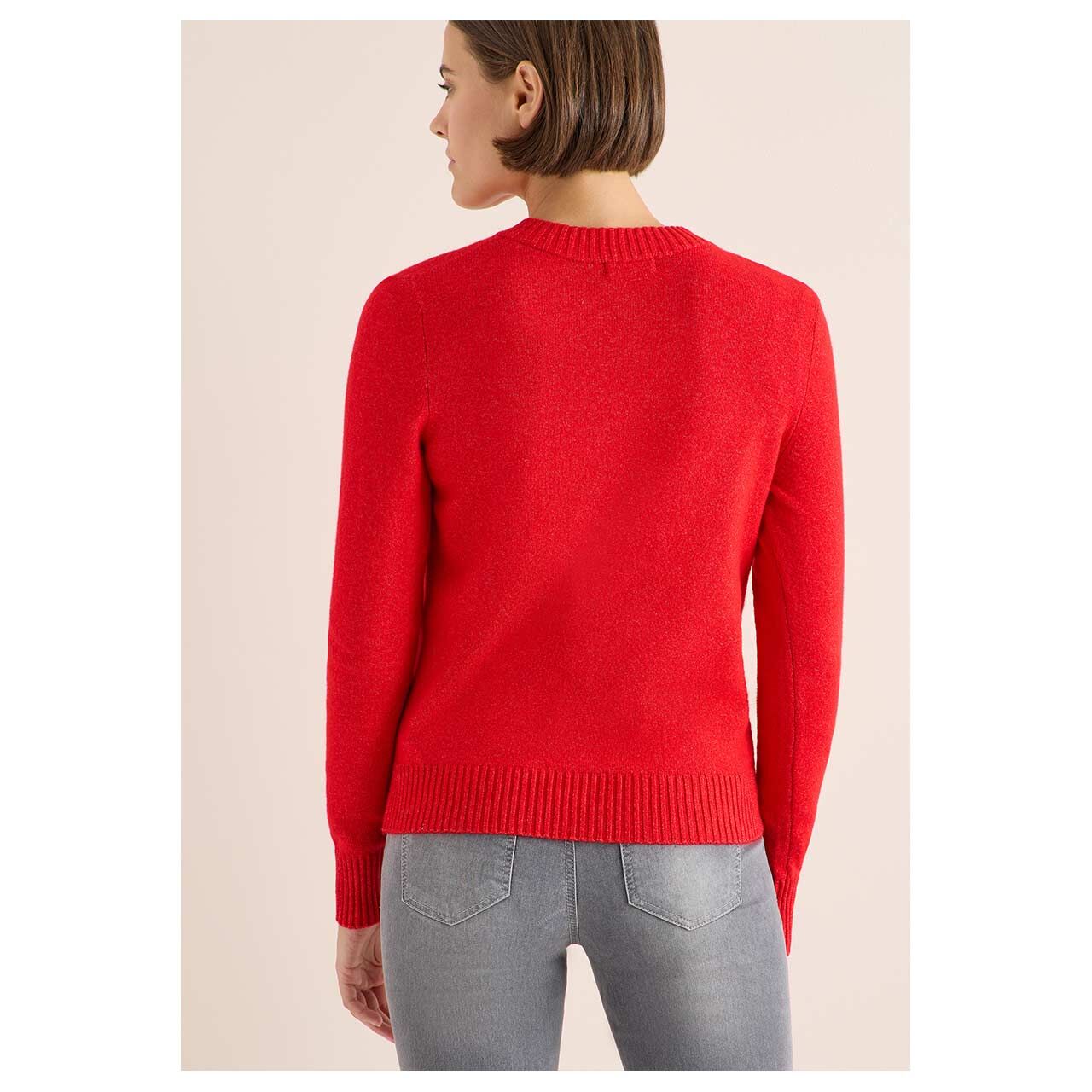 Damen Strickjacke Cosy Zipper Cardigan von Cecil in Rot meliert, Rückansicht am Model