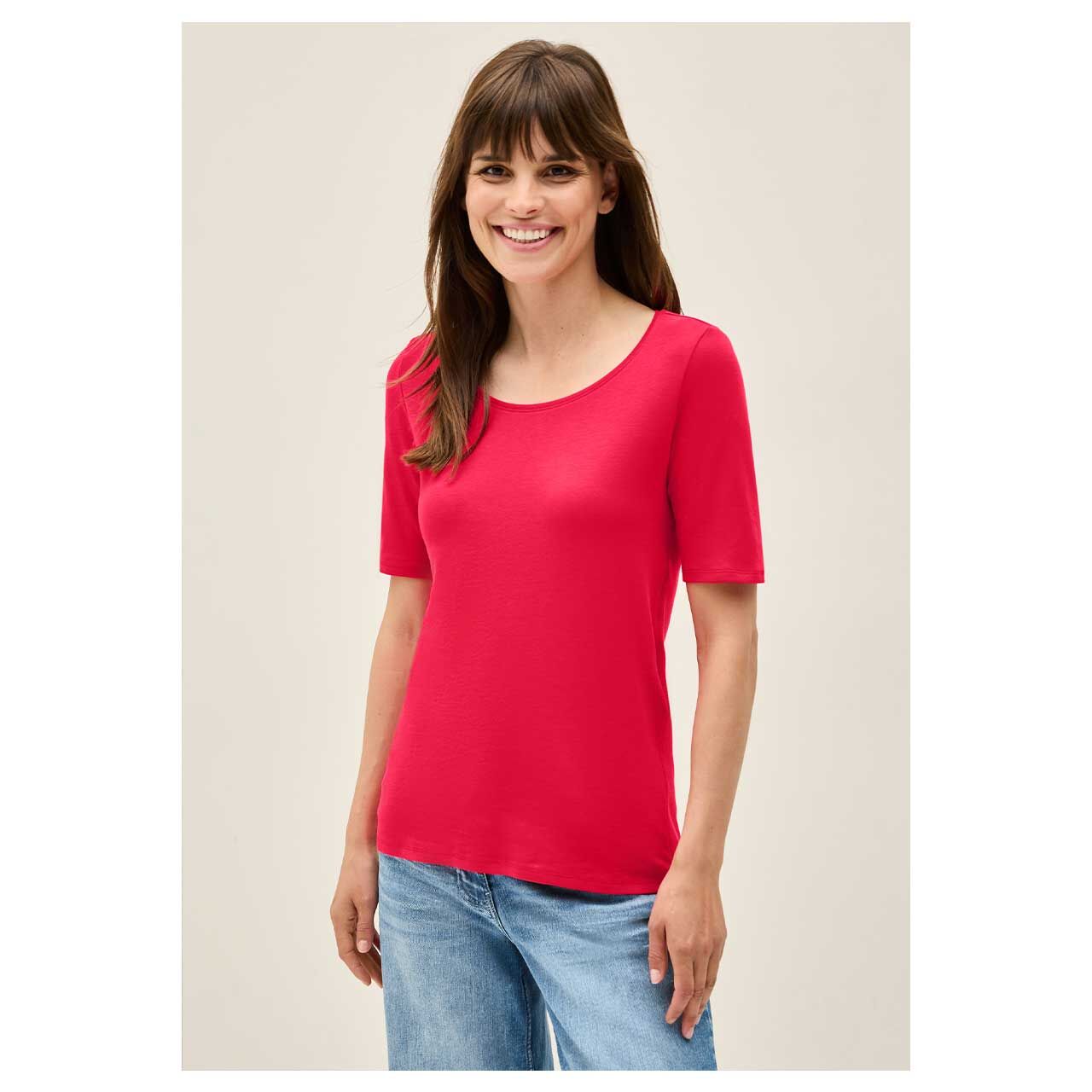 Damen T-Shirt Lena von Cecil in Rot, Vorderansicht am Modell