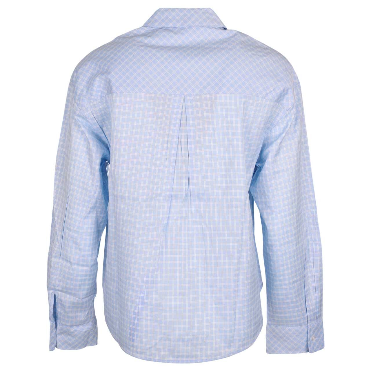 Damen Langarm Bluse von s.Oliver in Hellblau kariert, Rückansicht