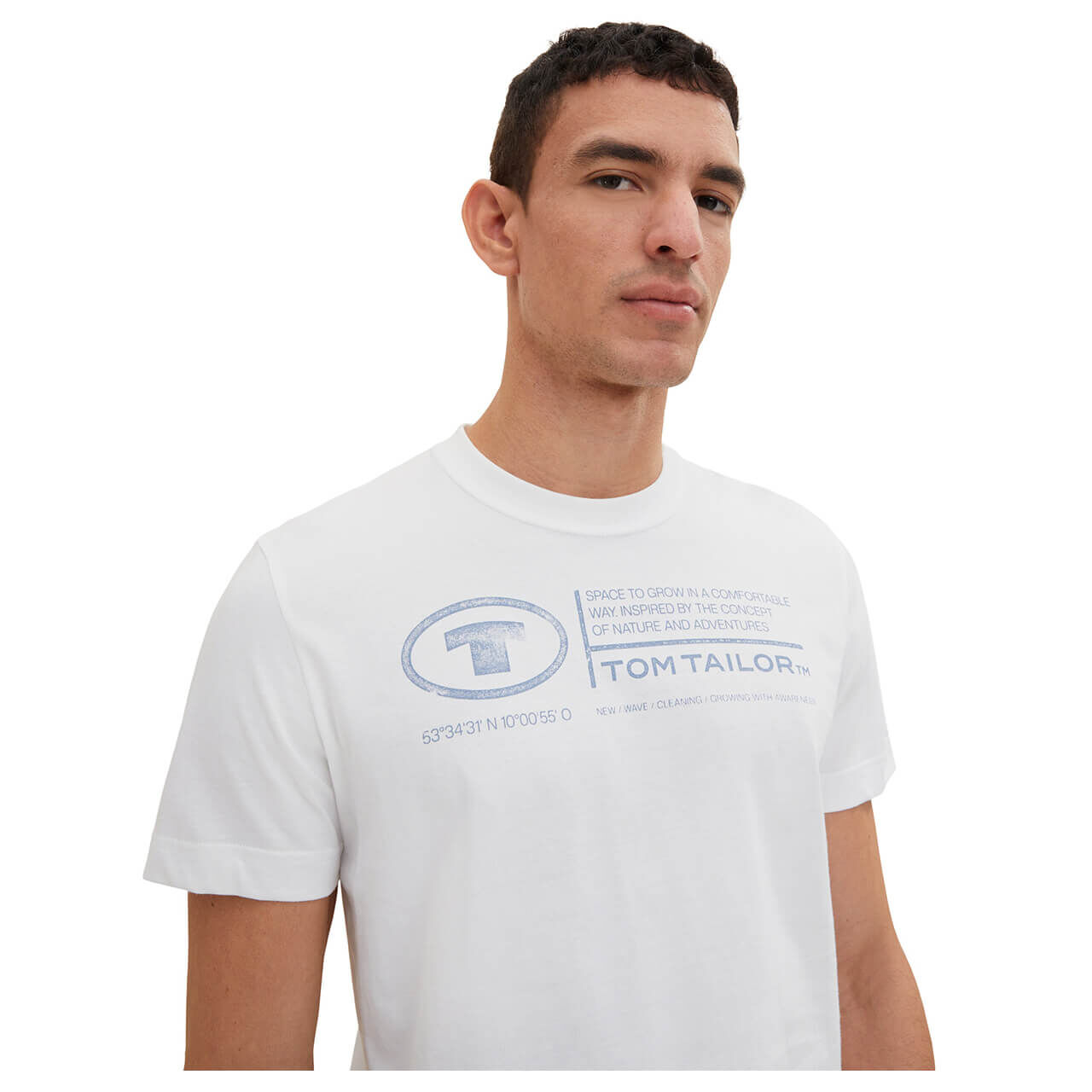 Tom Tailor Herren T-Shirt pure white logo wording