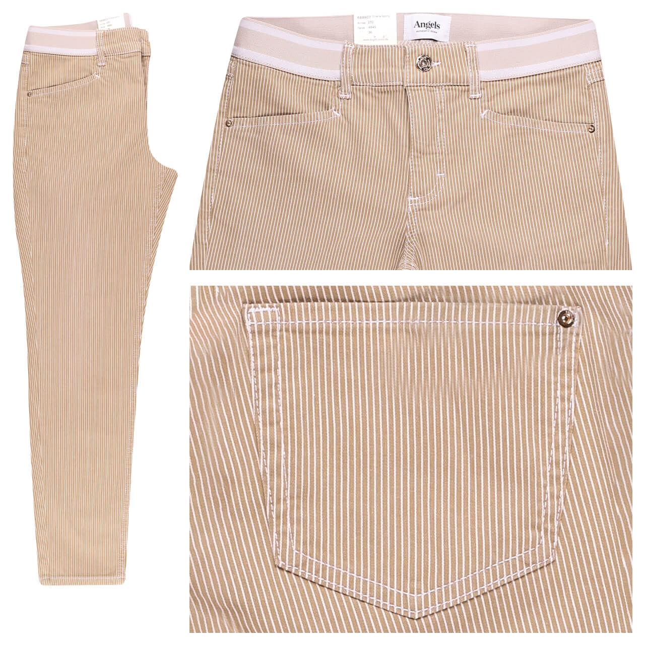 Angels Ornella Sporty 7/8 Jeans sand used striped