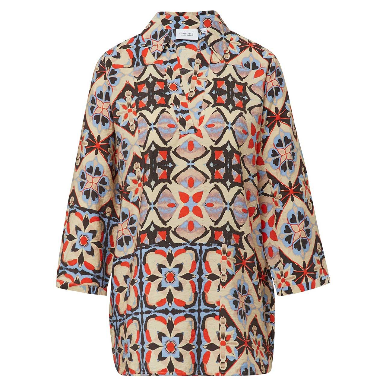 Comma Damen 3/4 Arm Bluse orange print