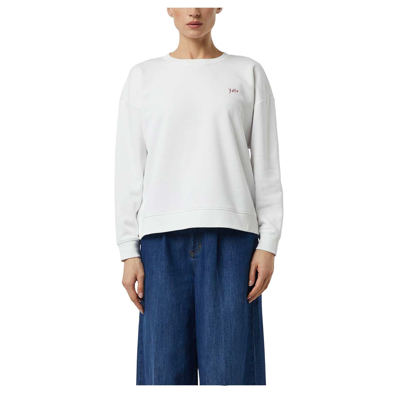 Damen Sweatshirt von Comma in Weiß mit Print, Vorderansicht Model