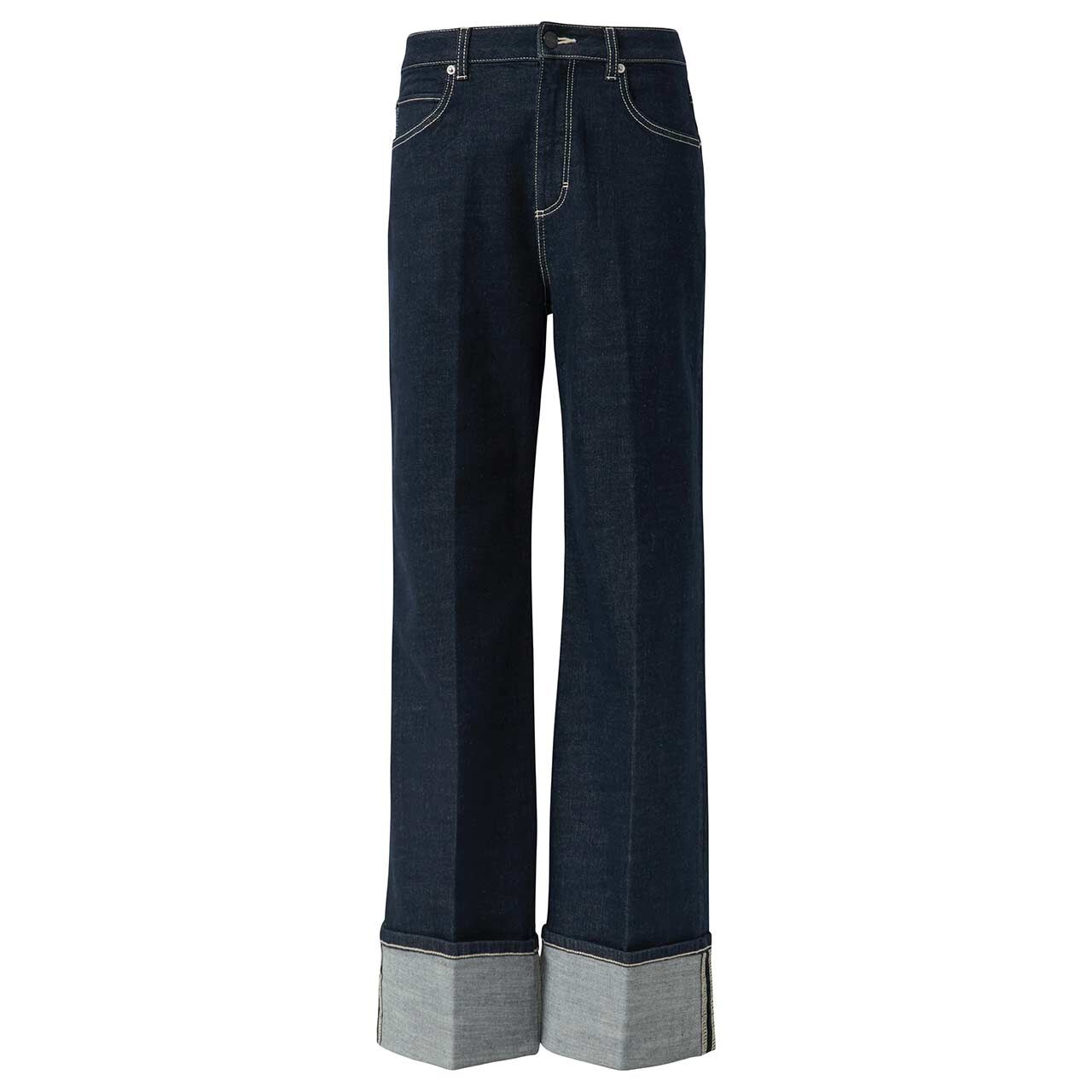 Damen Jeans Alva Wideleg in Dunkelblau, Vorderansicht