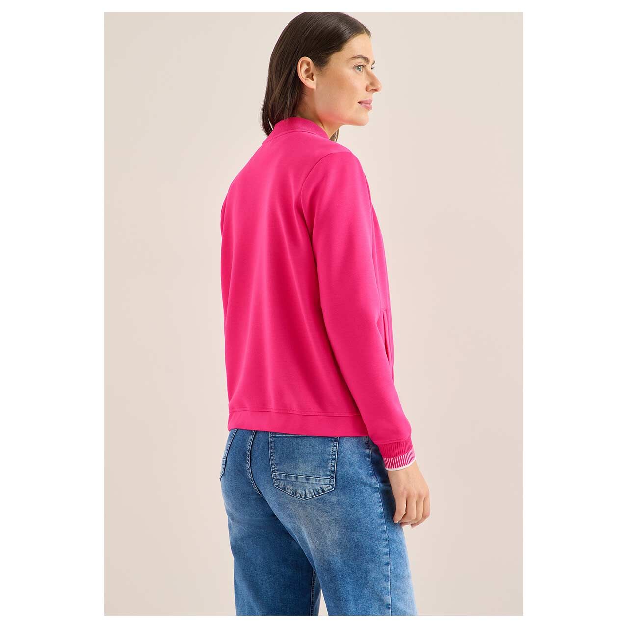 Damen Jacke College Blouson von Cecil in Pink, Rückansicht am Model