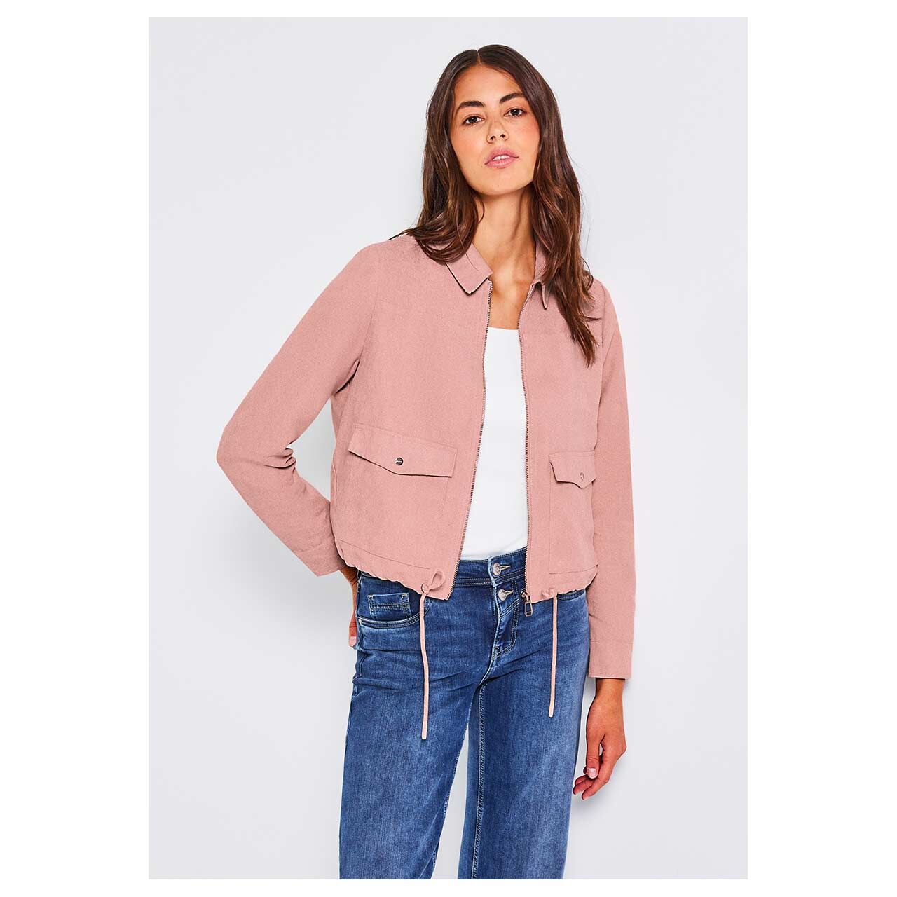 Cord Damenjacke Corduroy Jacket von Street One in Altrosa, Vorderansicht  am Model