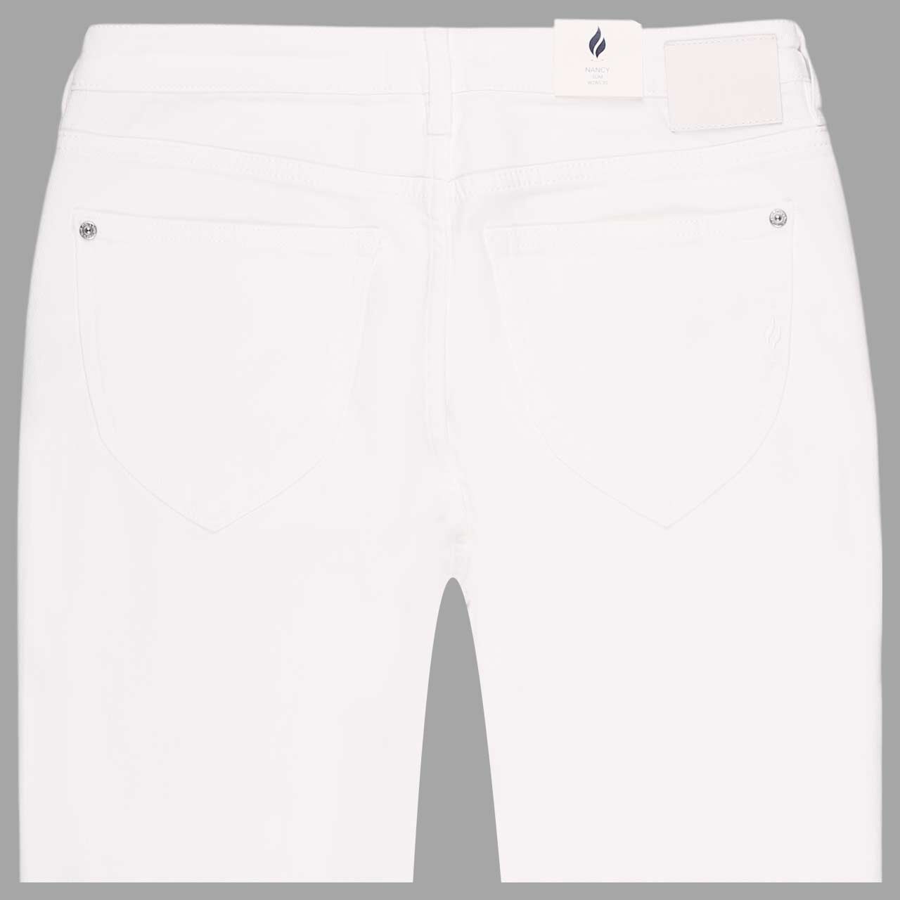Stretch Damenjeans Nancy von Blue Fire in Cremeweiß, detaillierte Rückansicht