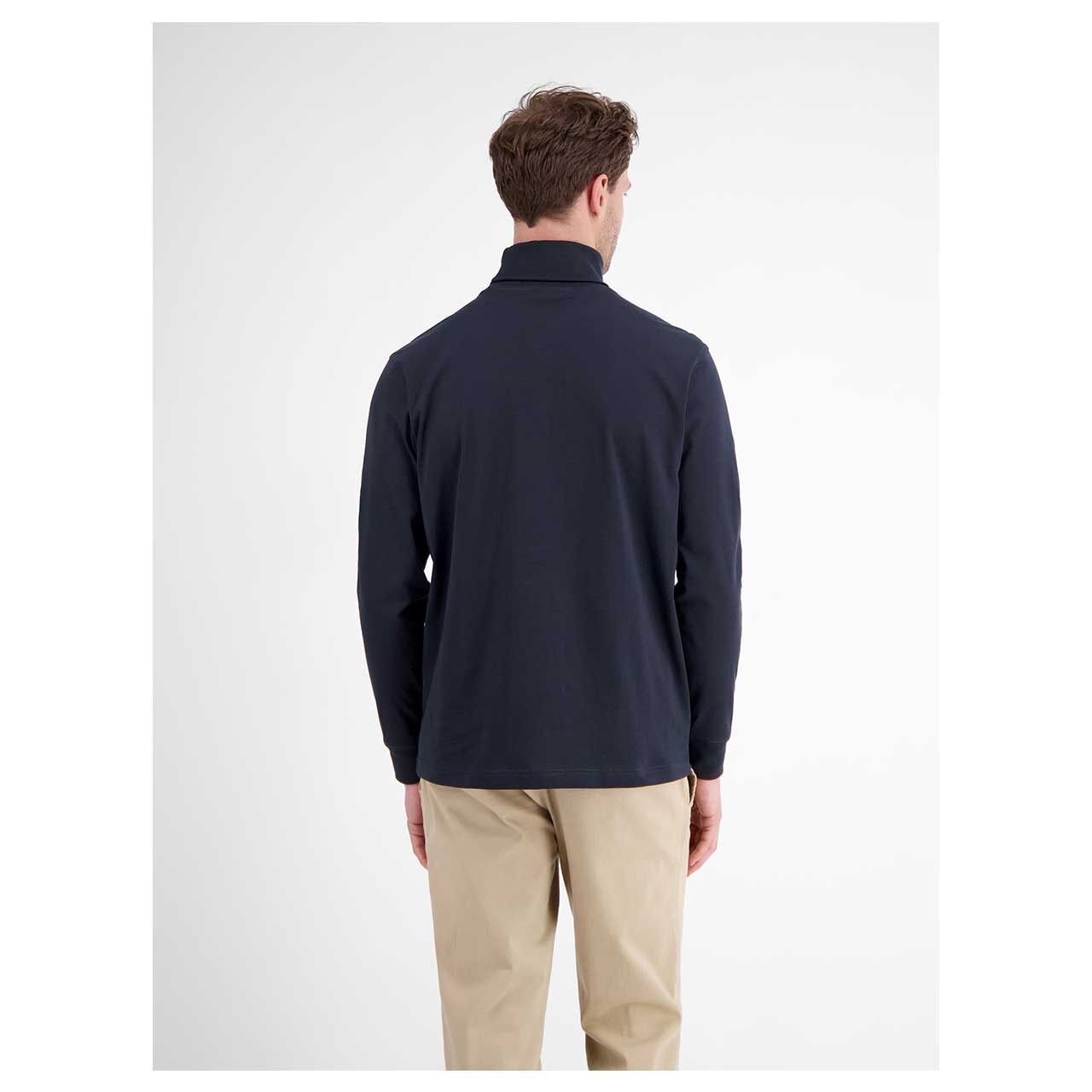Herren Rollkragen Langarm Shirt von Lerros in Dunkelblau, Rückansicht am Model