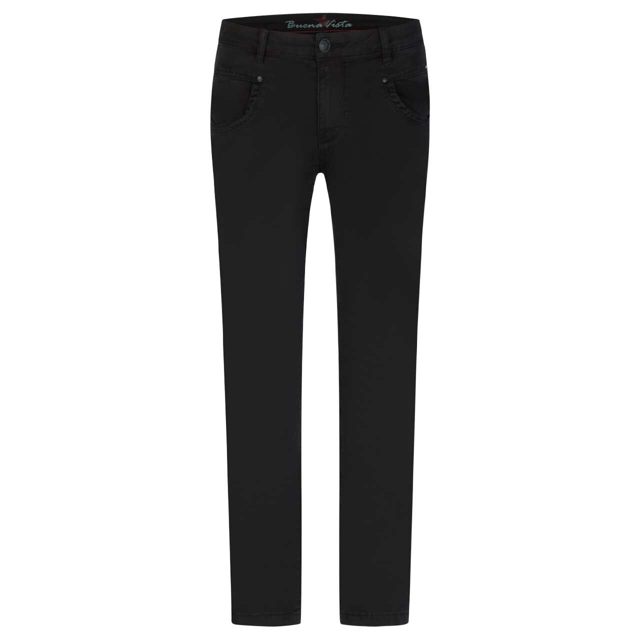 Damen Ankle Baumwollhose Anna C Straight Cropped Stretch Twill von Buena Vista in Schwarz, Rückansicht