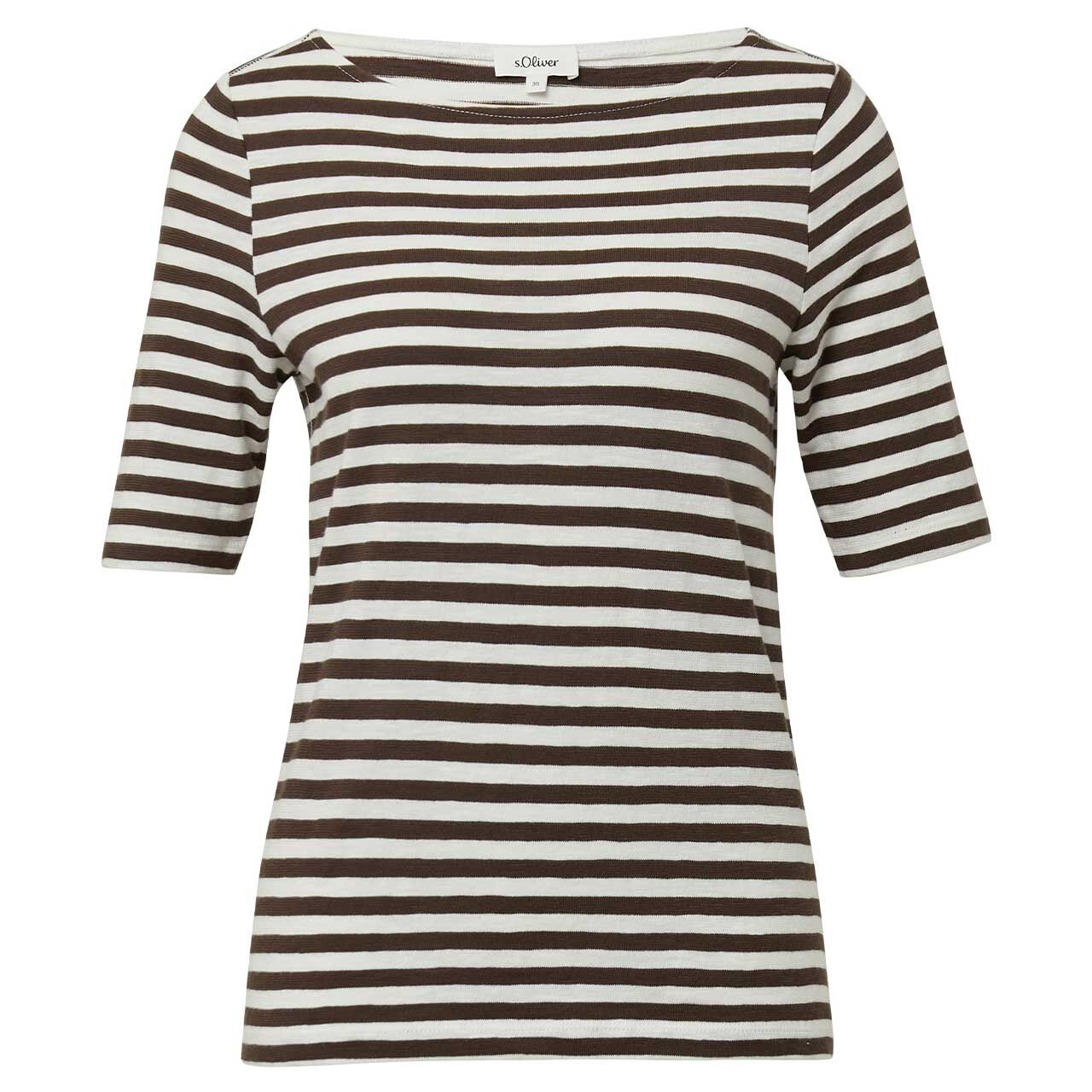 s.Oliver Damen T-Shirt chocolate brown stripes