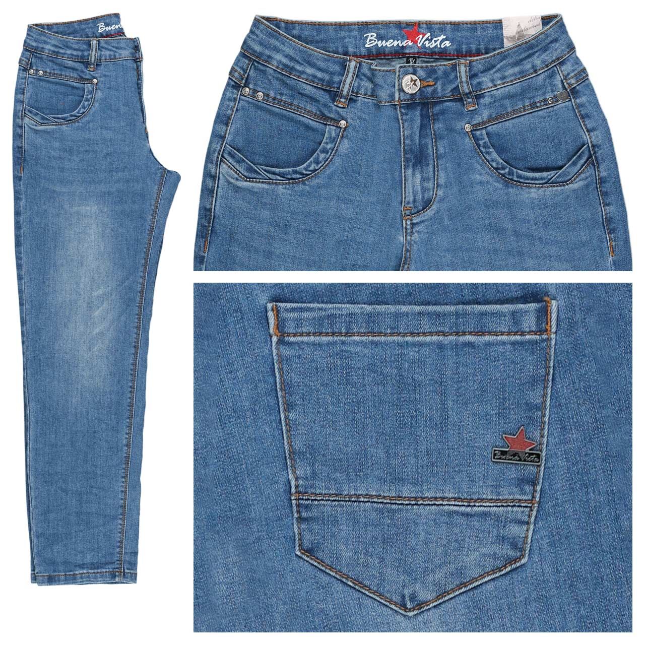 Buena Vista Anna C 7/8 Straight Stretch Denim Jeans mid stone
