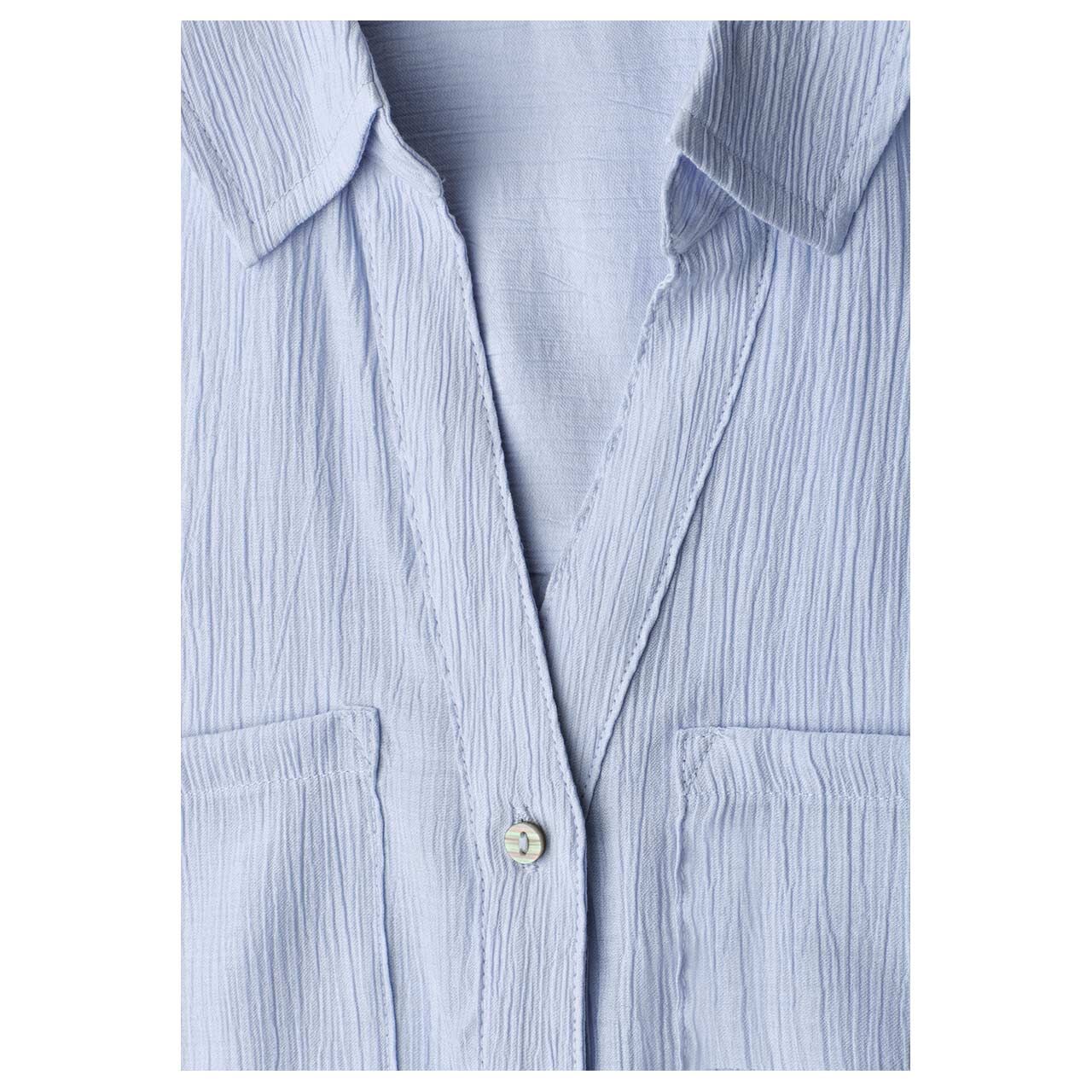 Street One Damen Kurzarm Bluse Buttoned Shirtcollar cashmere blue