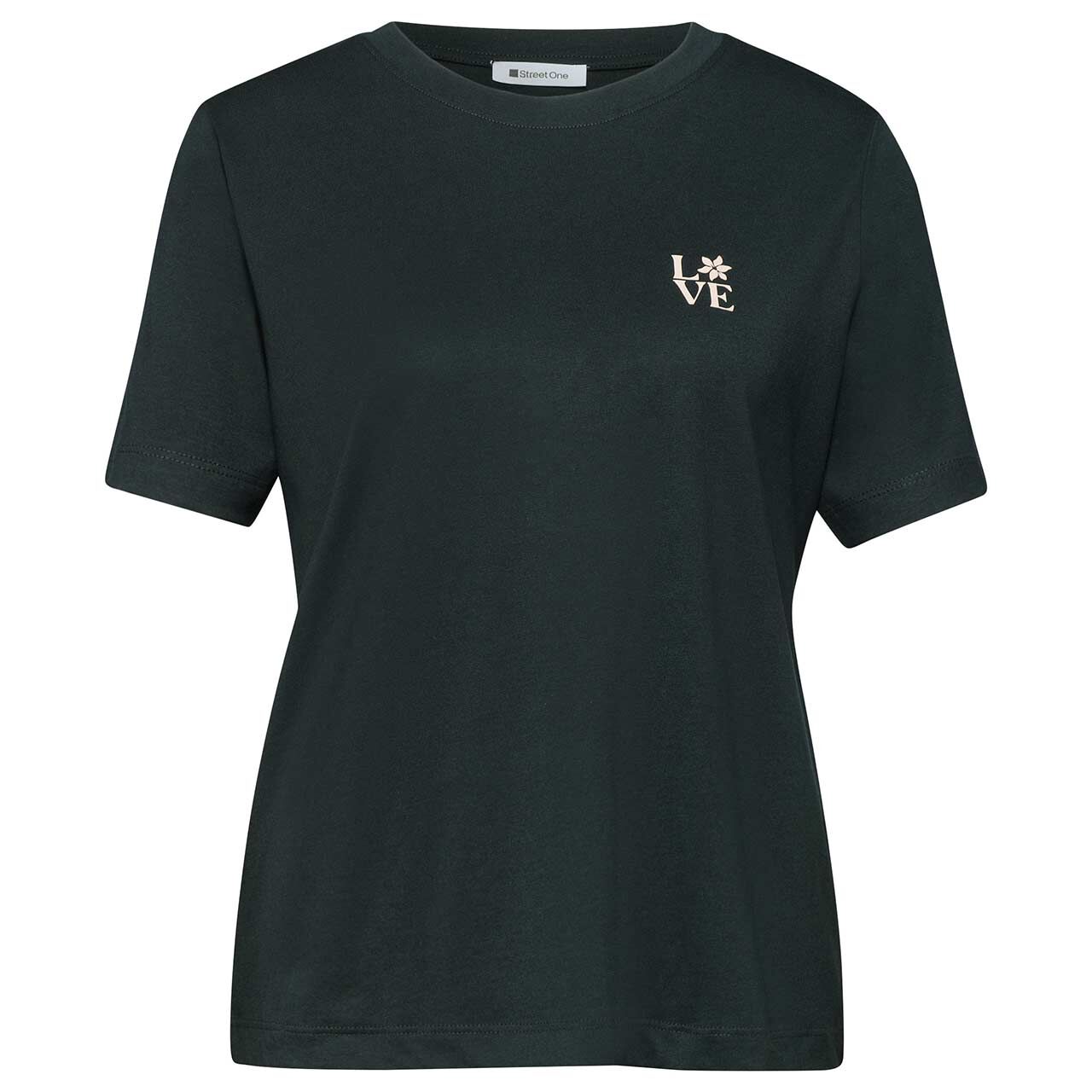 Street One Damen T-Shirt Basic Chest Print deep bound green