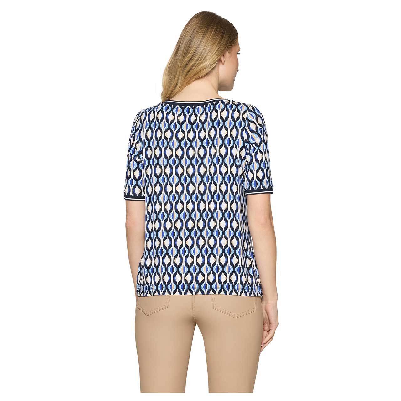 Damen T-Shirt von Betty Barclay in Blau mit Print, Rückansicht am Model