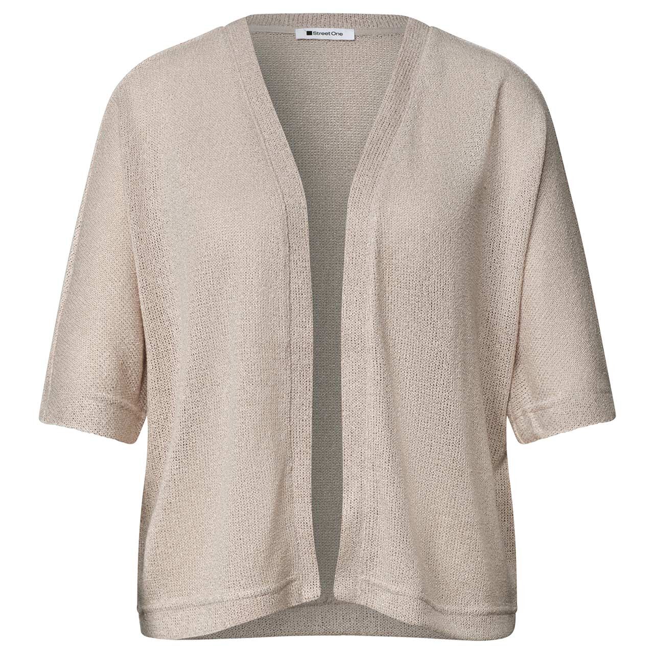 Street One Damen Kurzarm Strickjacke Knit Look Batwing clay sand