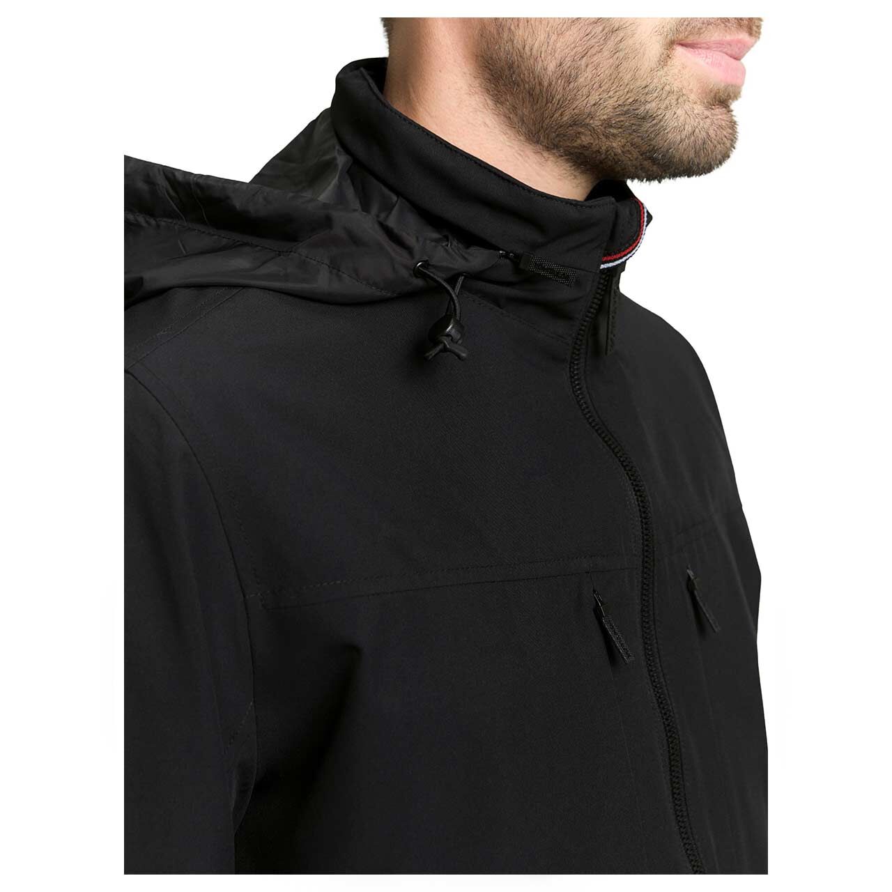 Herren Jacke Casual Blouson von Tom Tailor in Schwarz, detaillierte Vorderansicht am Model