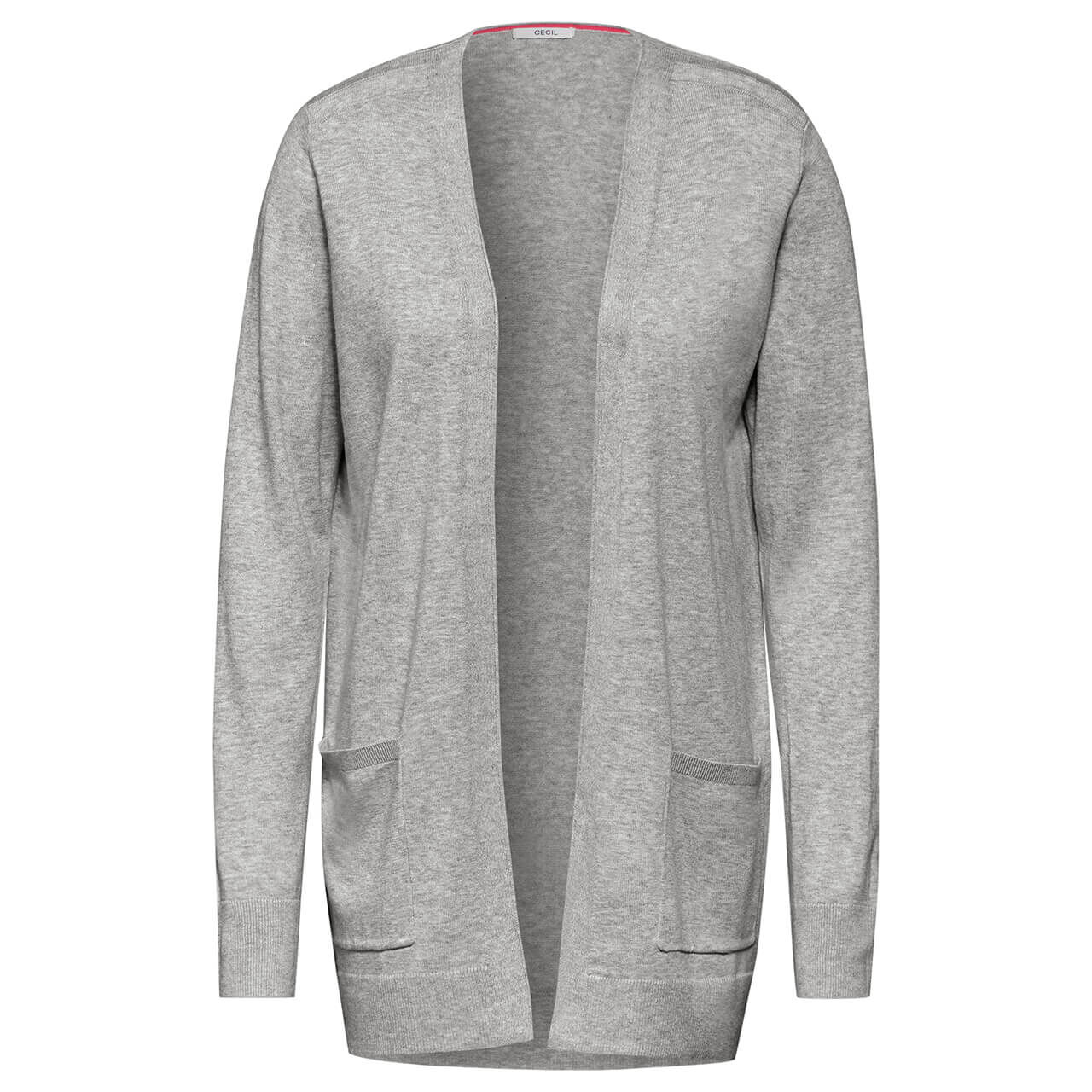 Cecil Damen Long Strickjacke Basic Open Cardigan chalk grey melange Cecil Damen Long Strickjacke Basic Open Cardigan chalk grey melange