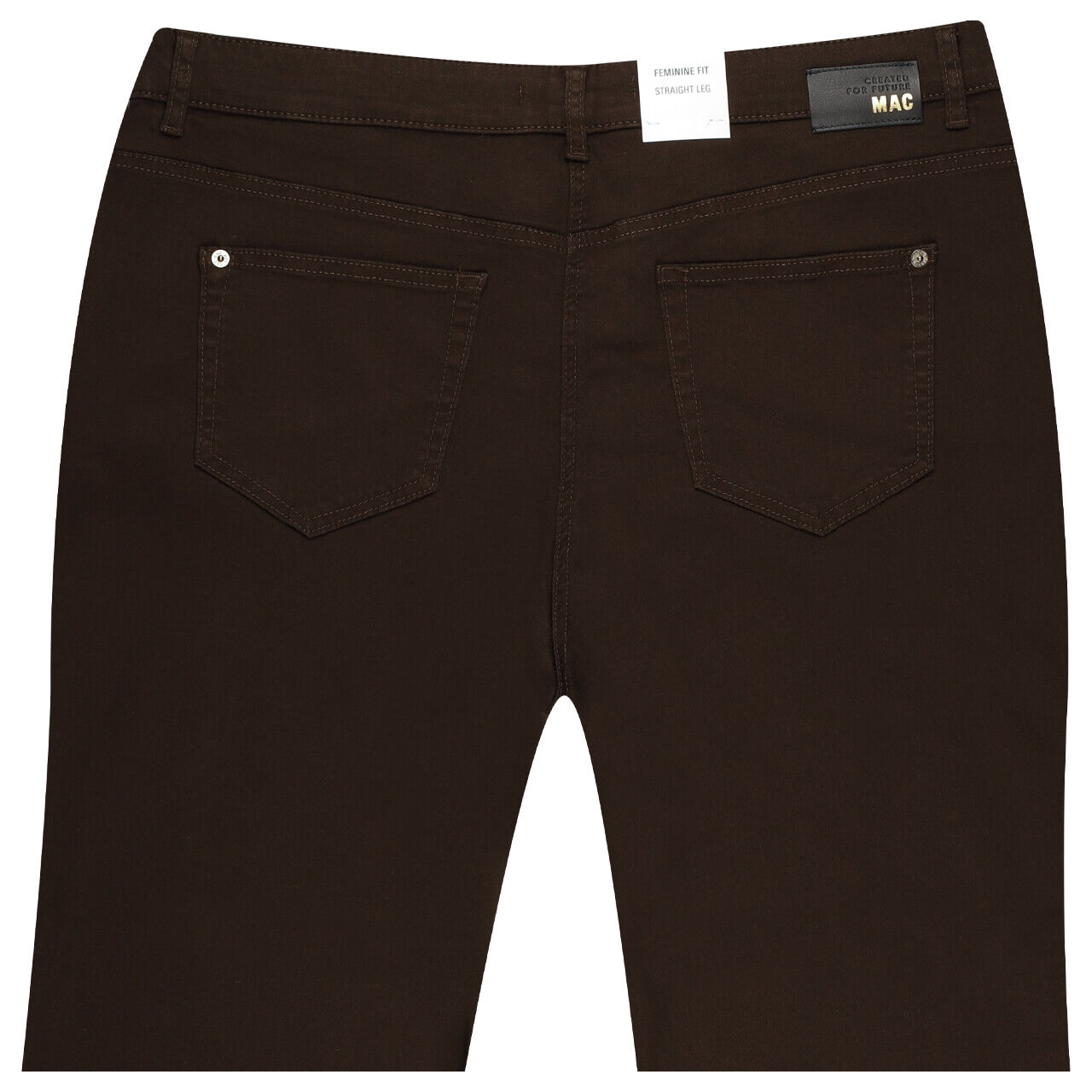 Stretch Damenjeans Stella von MAC in Dunkelbraun, detaillierte Rückansicht