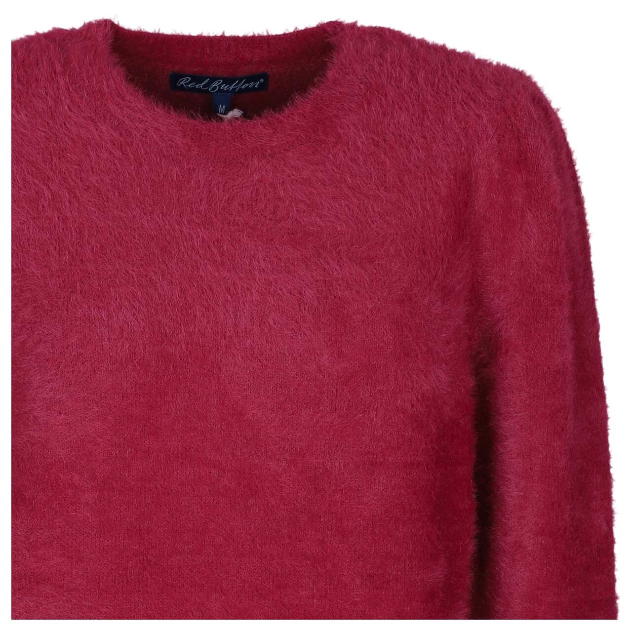 Damen Pullover Fuzzy Puff Sleeve von Red Button in Weinrot, detaillierte Vorderansicht