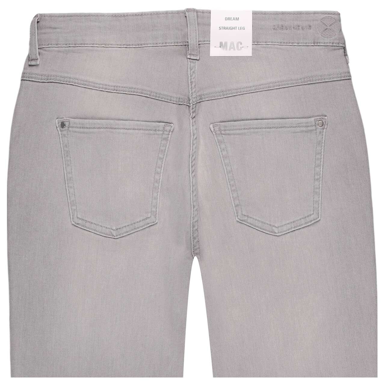 Stretch Damenjeans Dream von MAC in Hellgrau angewaschen, detaillierte Rückansicht