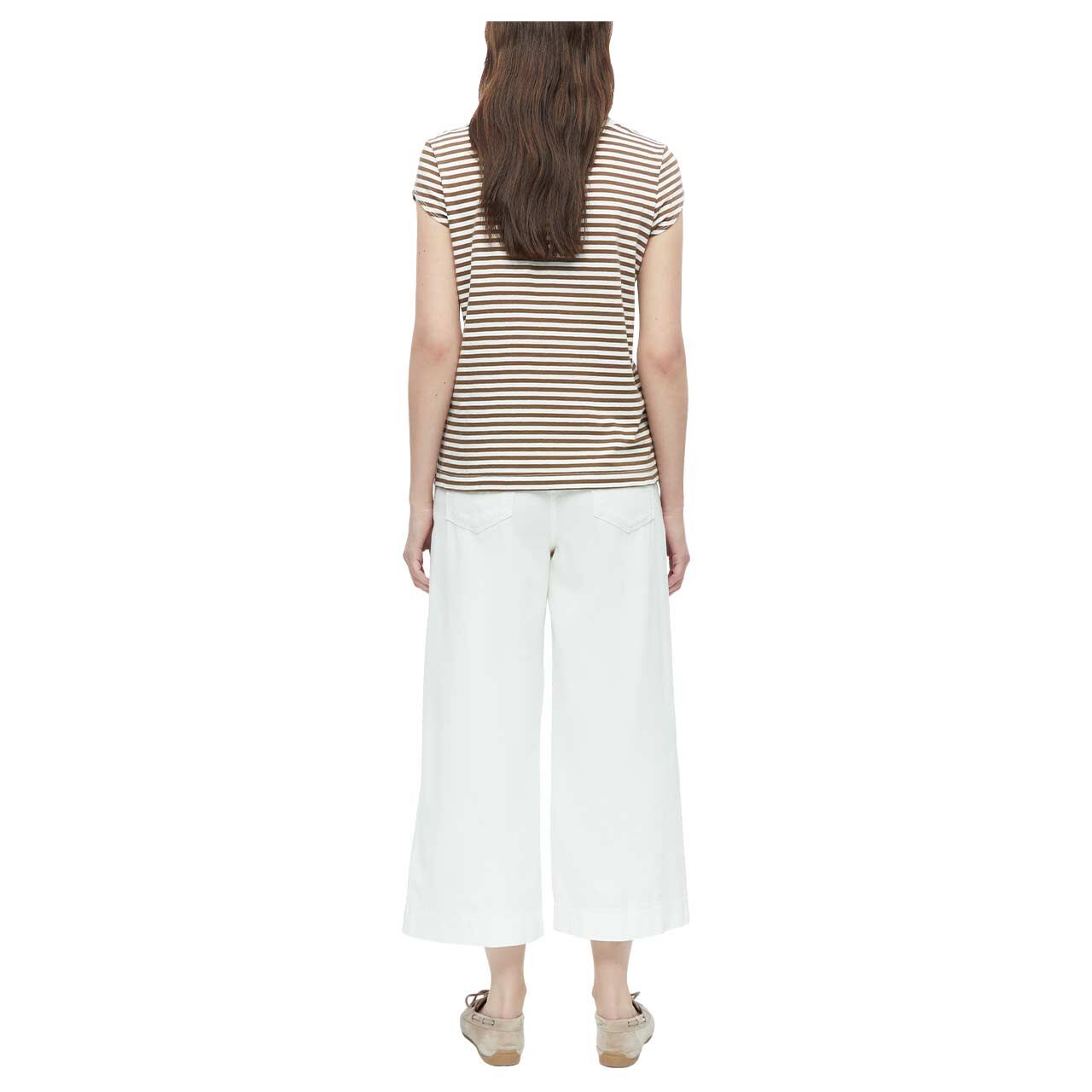 s. Oliver Damen T-Shirt in Braun gestreift, Rückansicht am Model