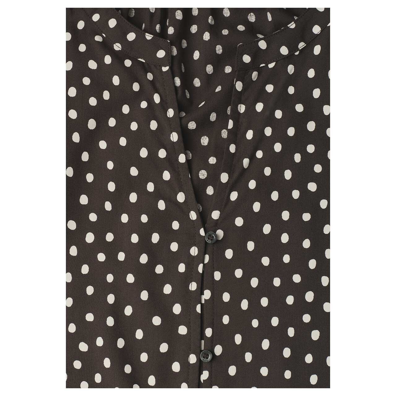 Street One Damen 3/4 Arm Bluse Splitneck Button Detail black coffee dots