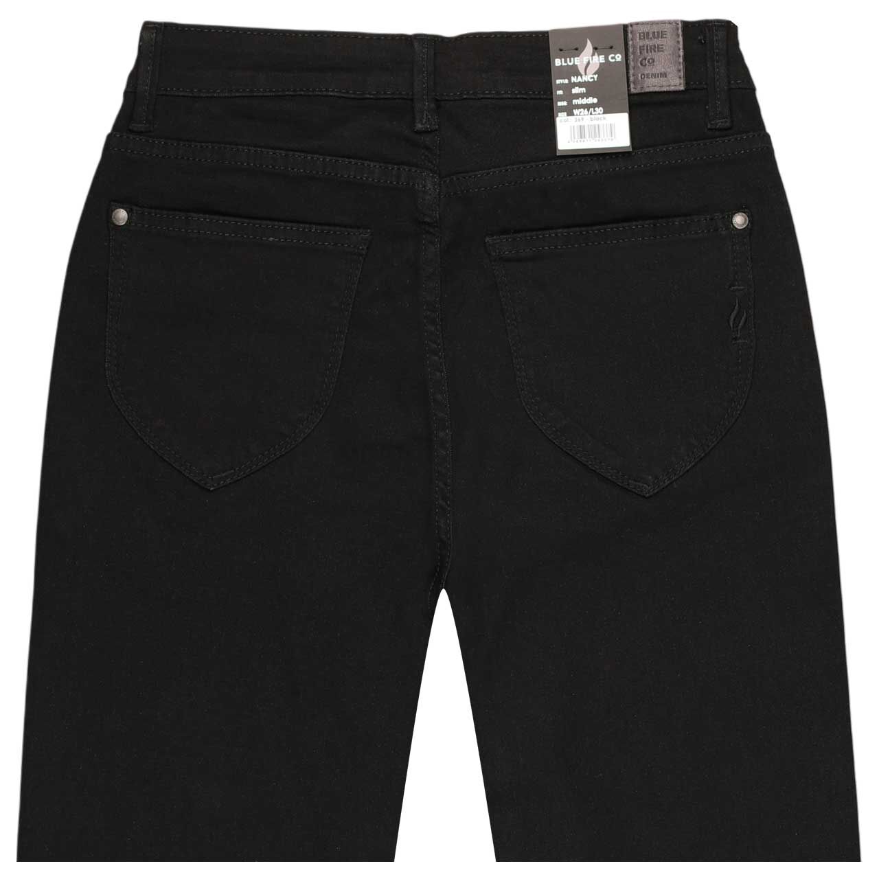 Stretch Damenjeans Nancy von Blue Fire in Schwarz, detaillierte Rückansicht