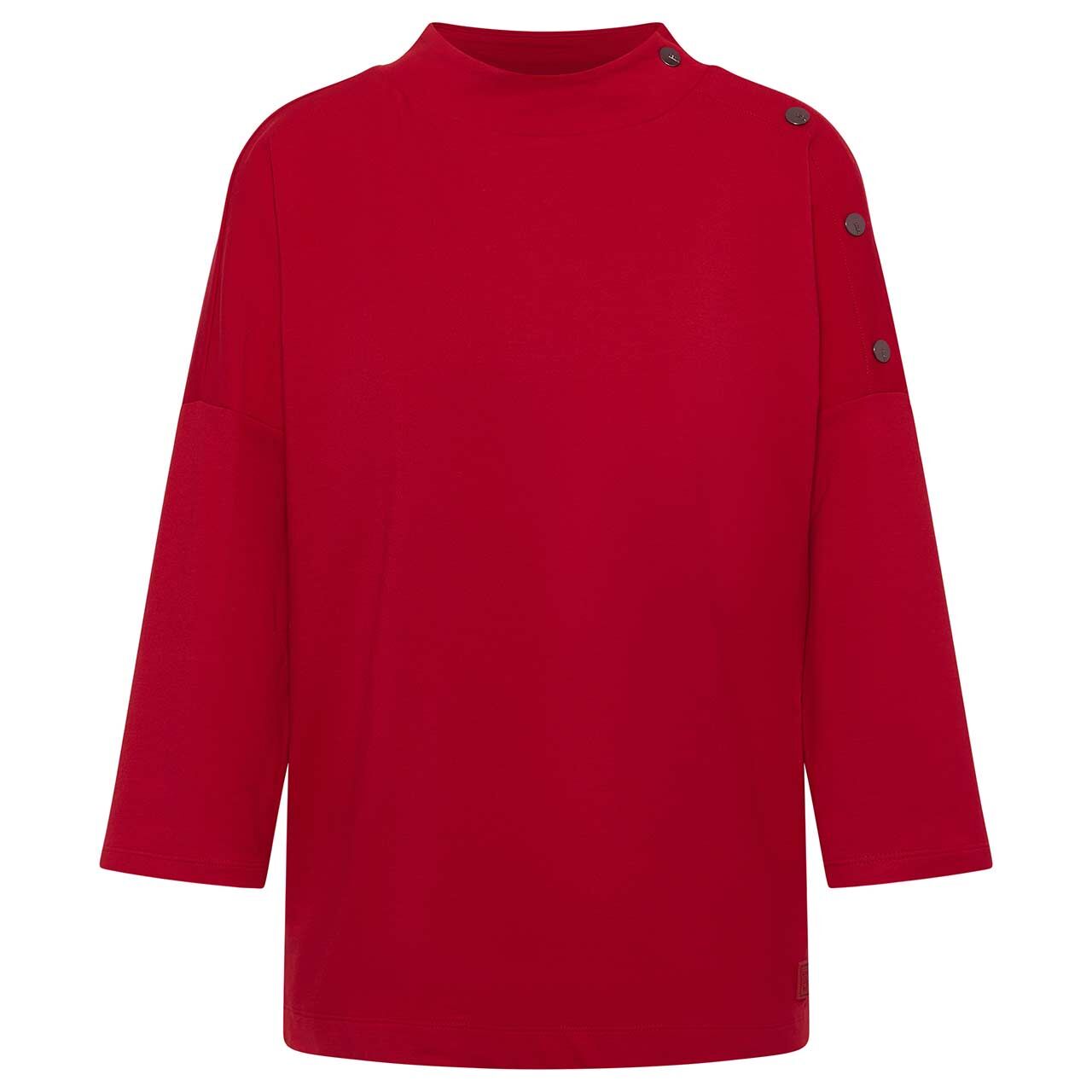 Cecil Damen 3/4 Arm Shirt Terry Button Funnel Neck fiery red